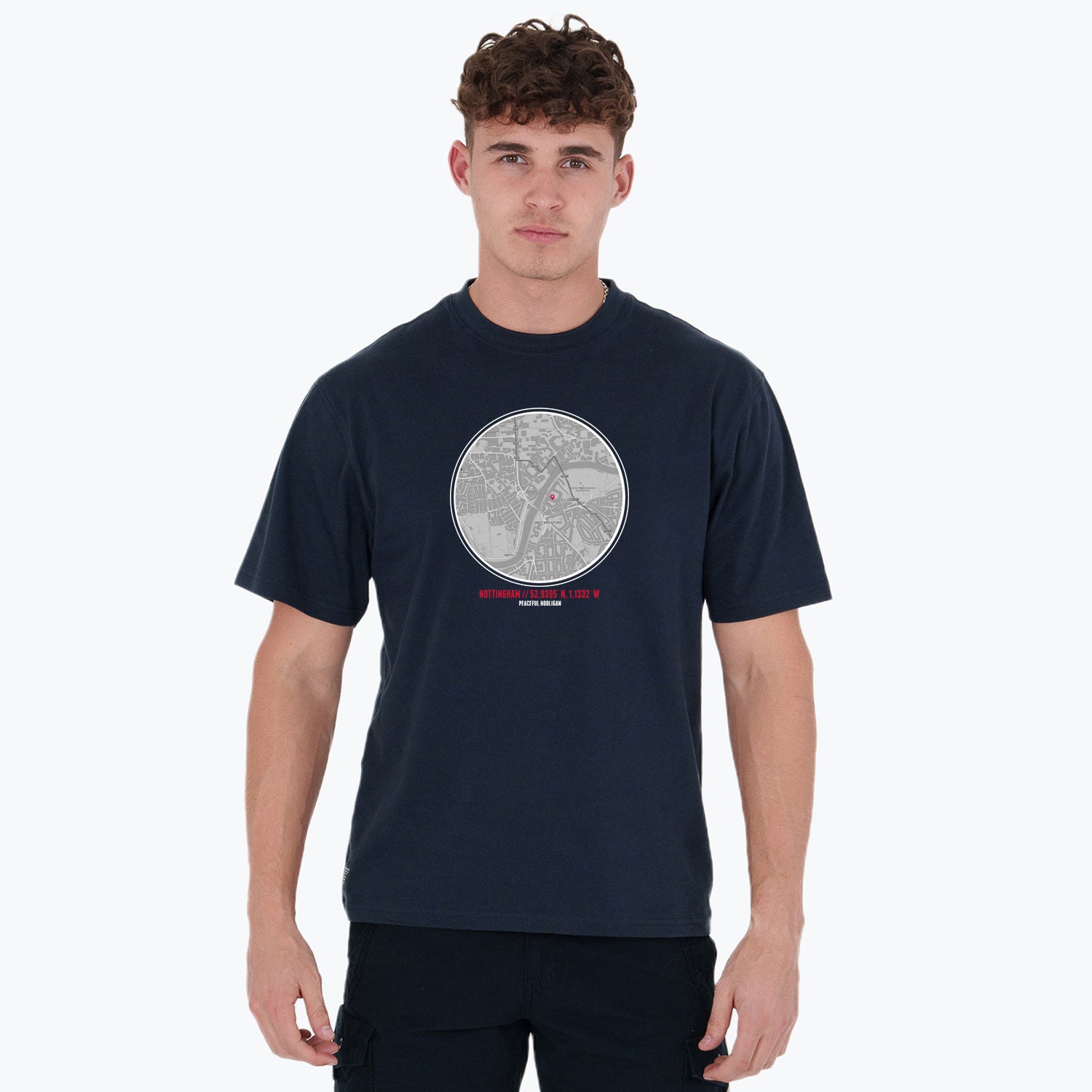 Nottingham Location T-Shirt Navy - Peaceful Hooligan