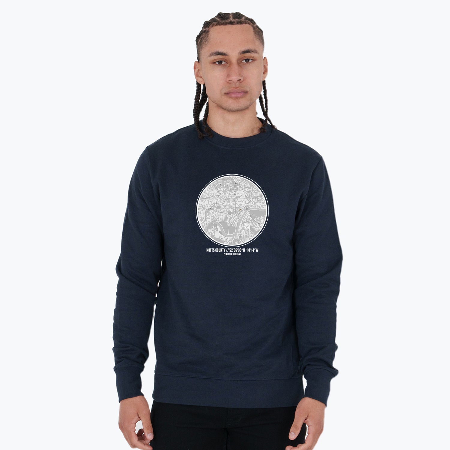Notts County Location Sweatshirt Navy - Peaceful Hooligan