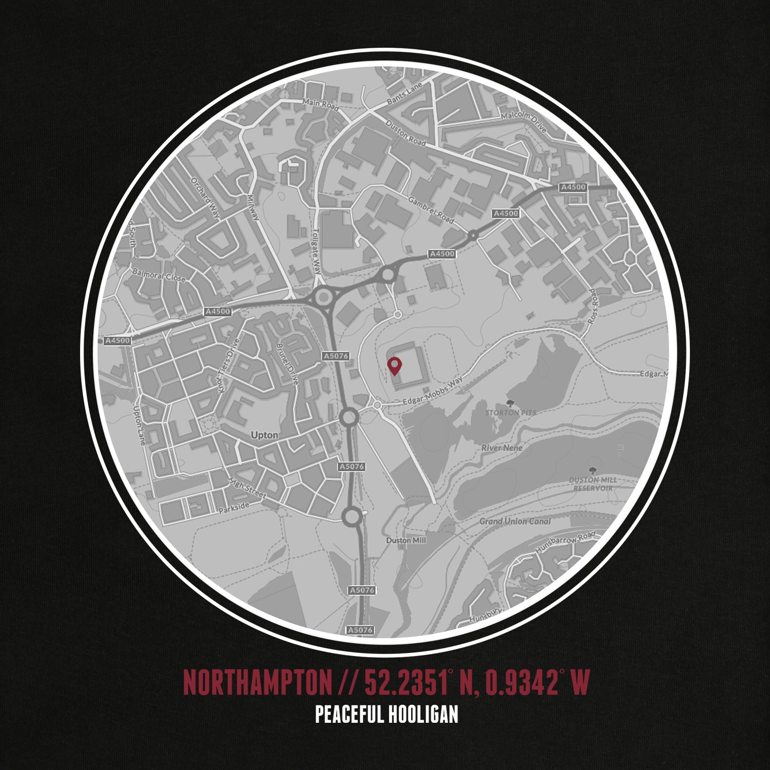 Northampton Location Sweatshirt Black - Peaceful Hooligan