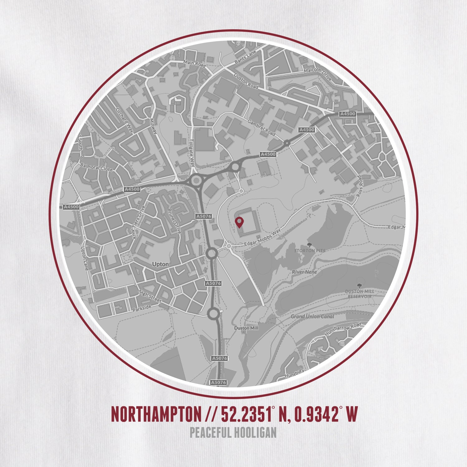Northampton Location T-Shirt White - Peaceful Hooligan