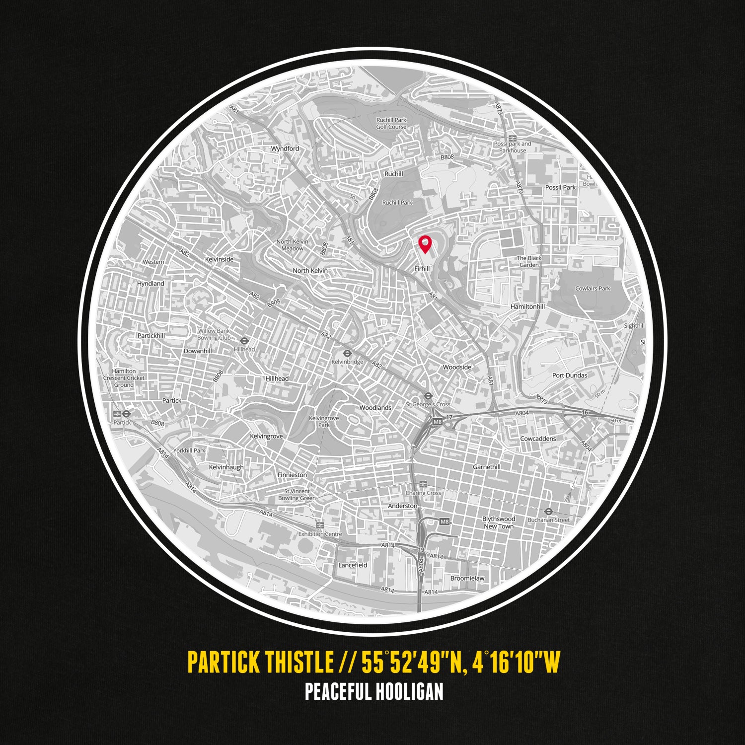Partick Thistle Location Sweatshirt Black - Peaceful Hooligan