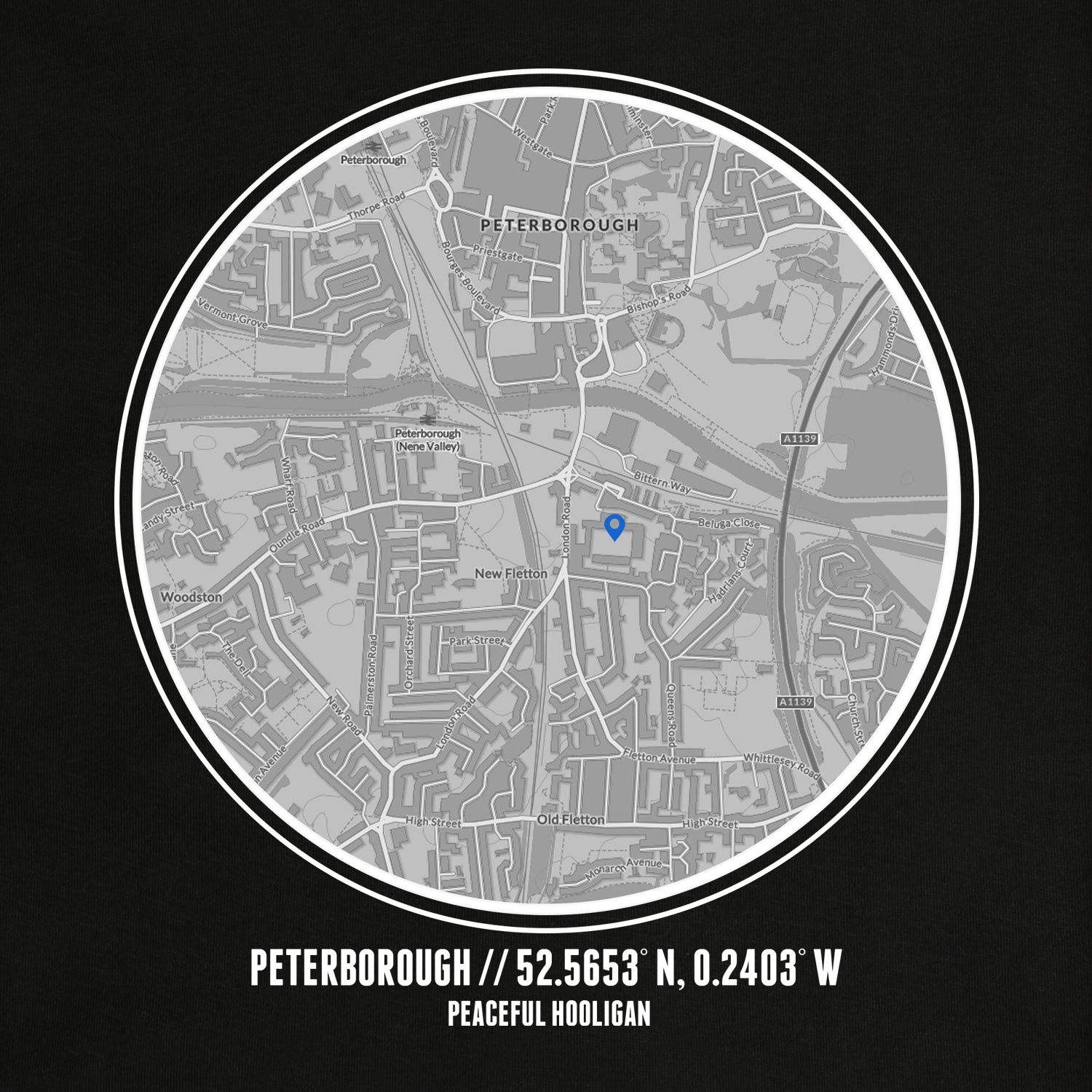 Peterborough United Location Sweatshirt Black - Peaceful Hooligan