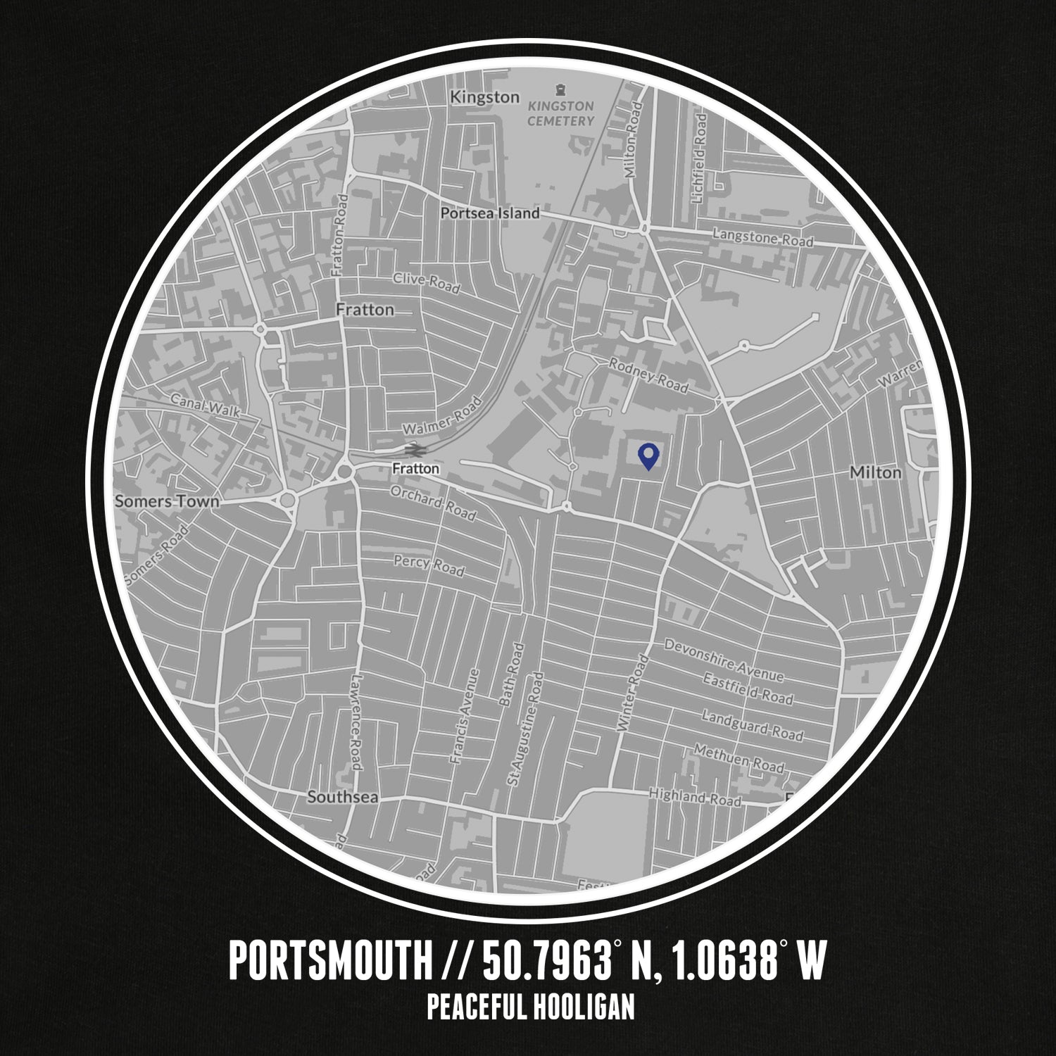 Portsmouth Location Sweatshirt Black - Peaceful Hooligan