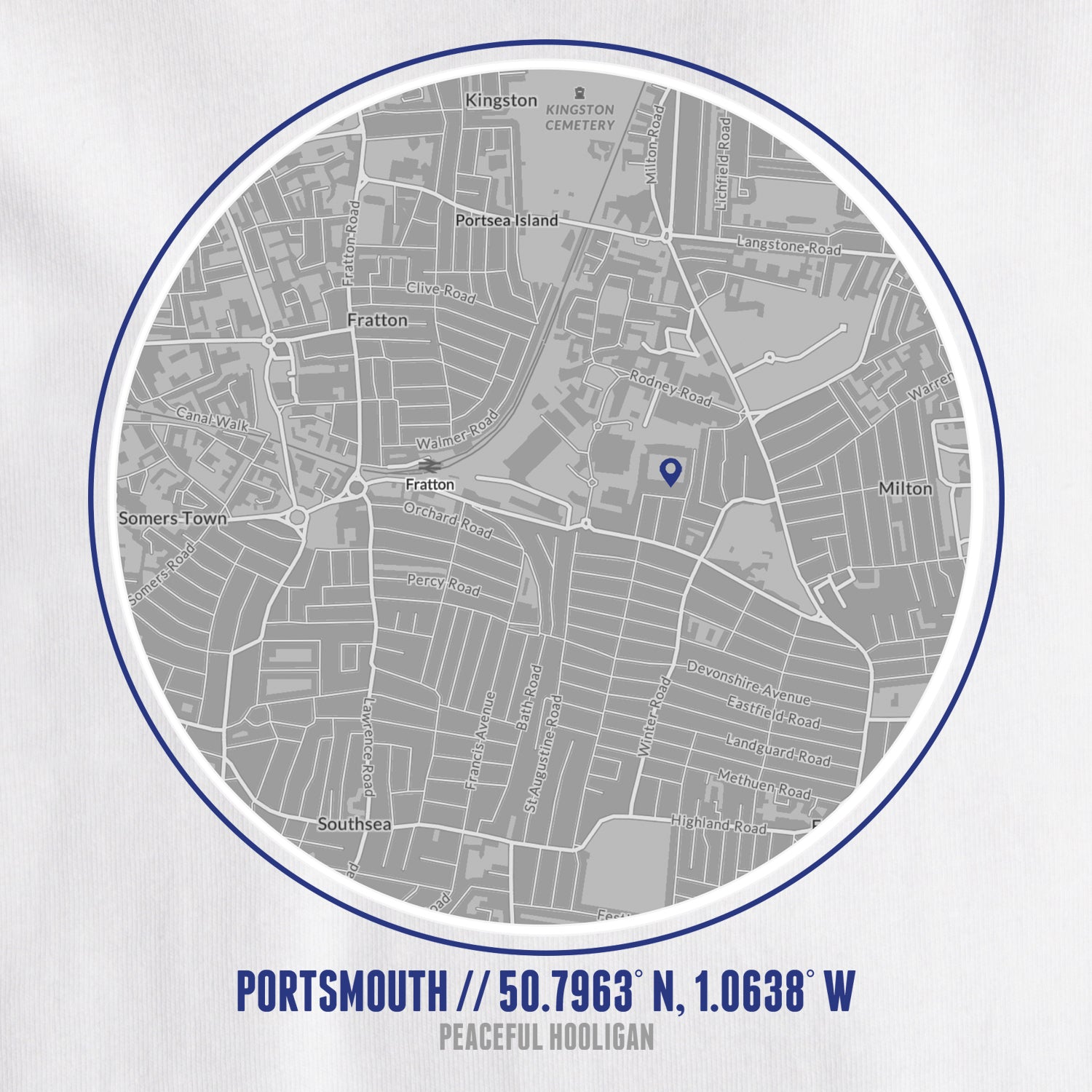 Portsmouth Location T-Shirt White - Peaceful Hooligan