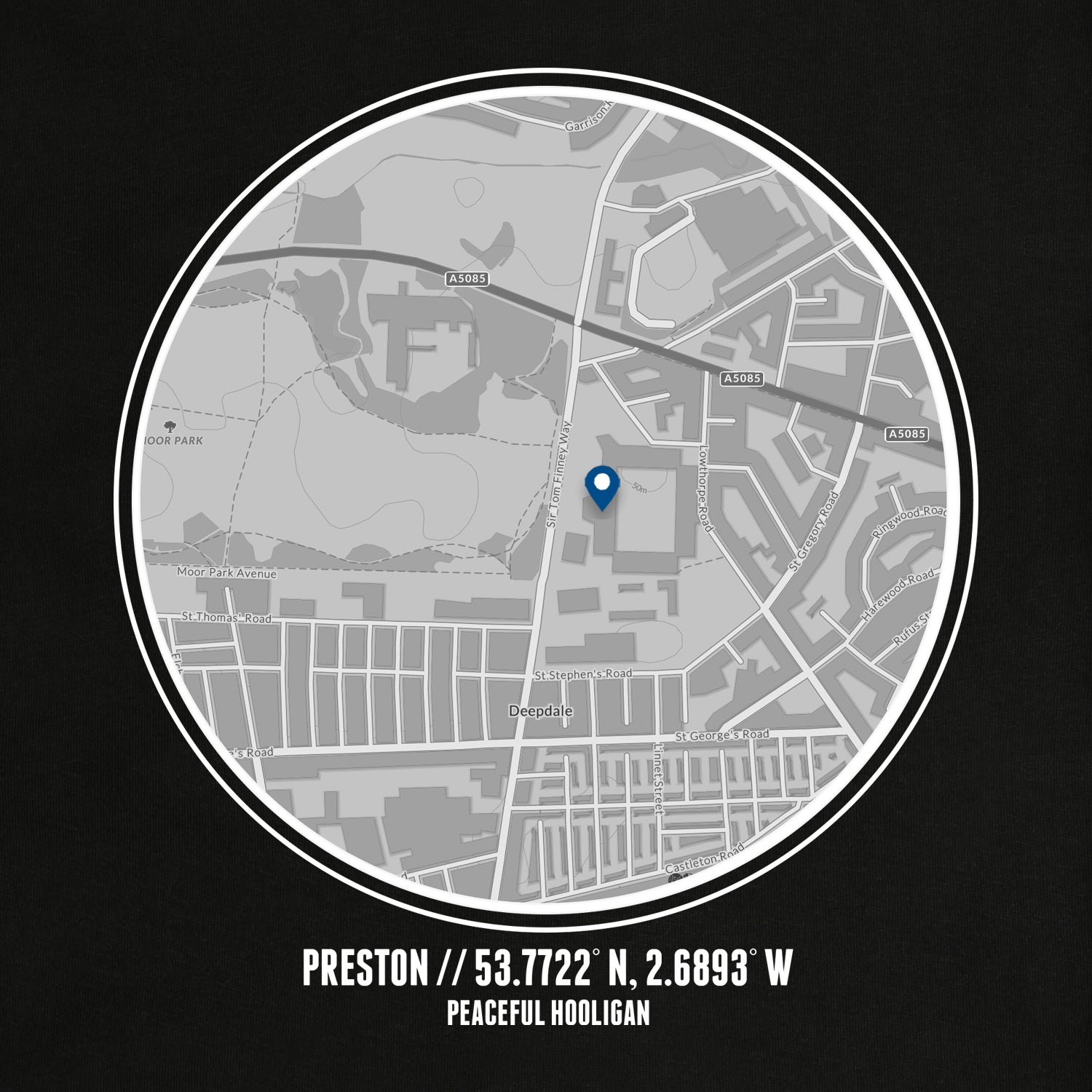 Preston Location Hoodie Black - Peaceful Hooligan