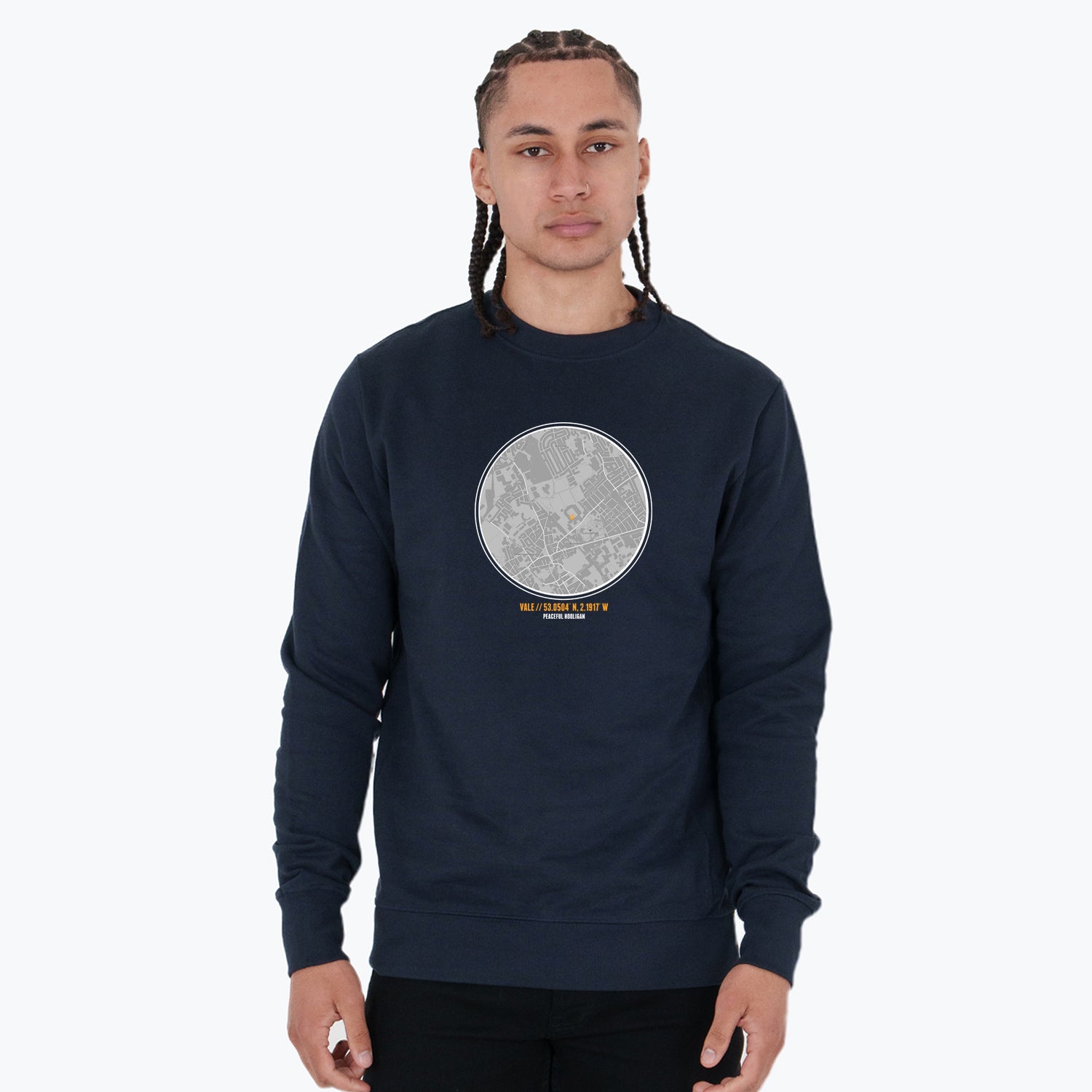 Vale Location Sweatshirt Navy - Peaceful Hooligan