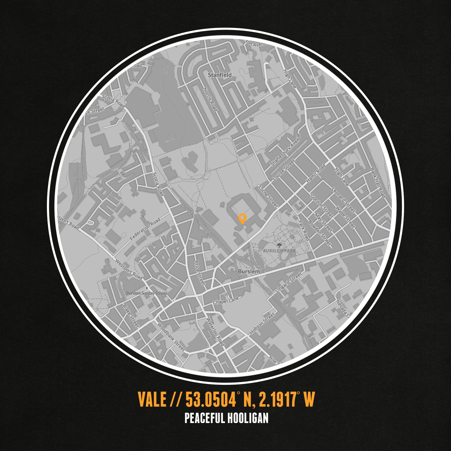 Vale Location T-Shirt Black - Peaceful Hooligan