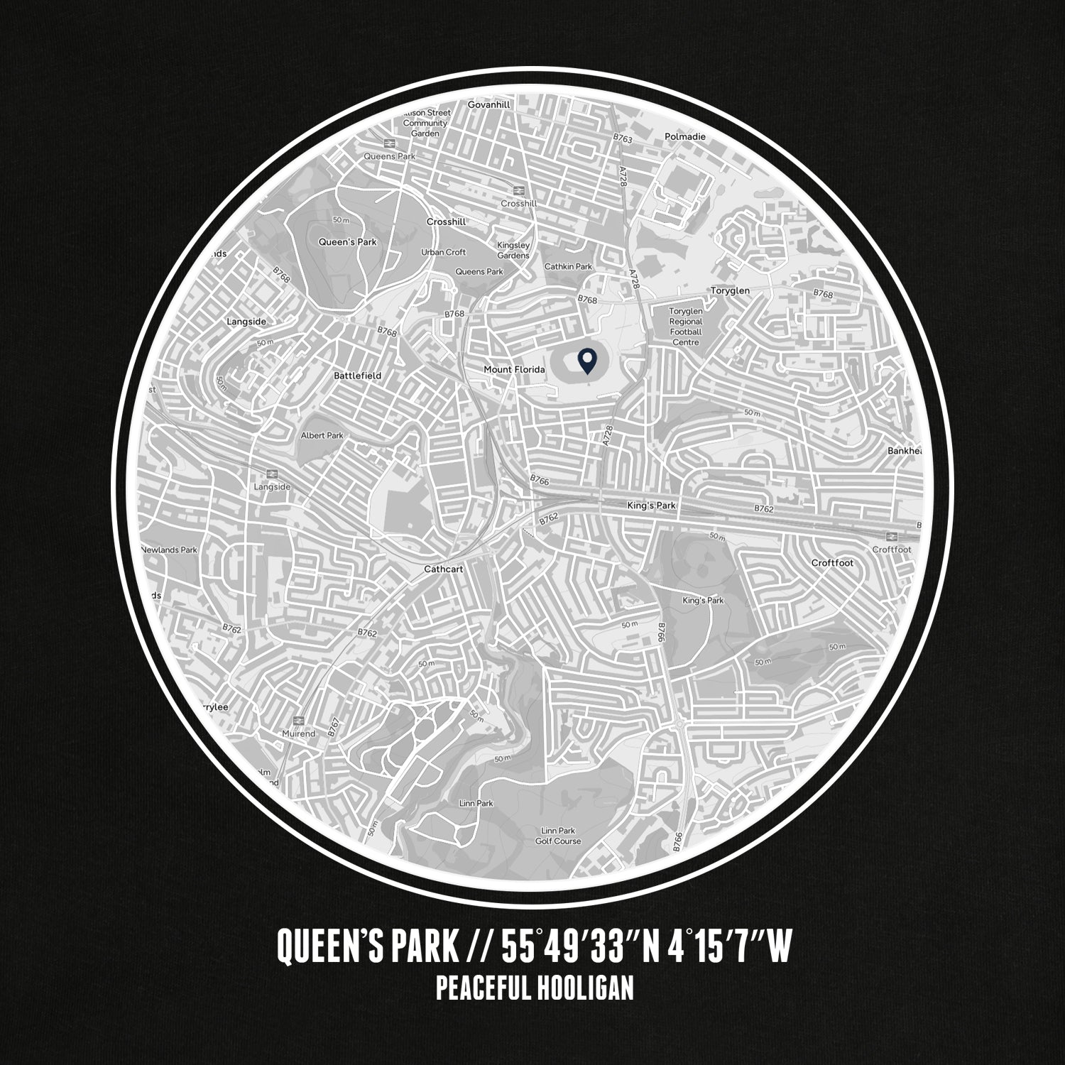 Queens Park FC Location Sweatshirt Black - Peaceful Hooligan