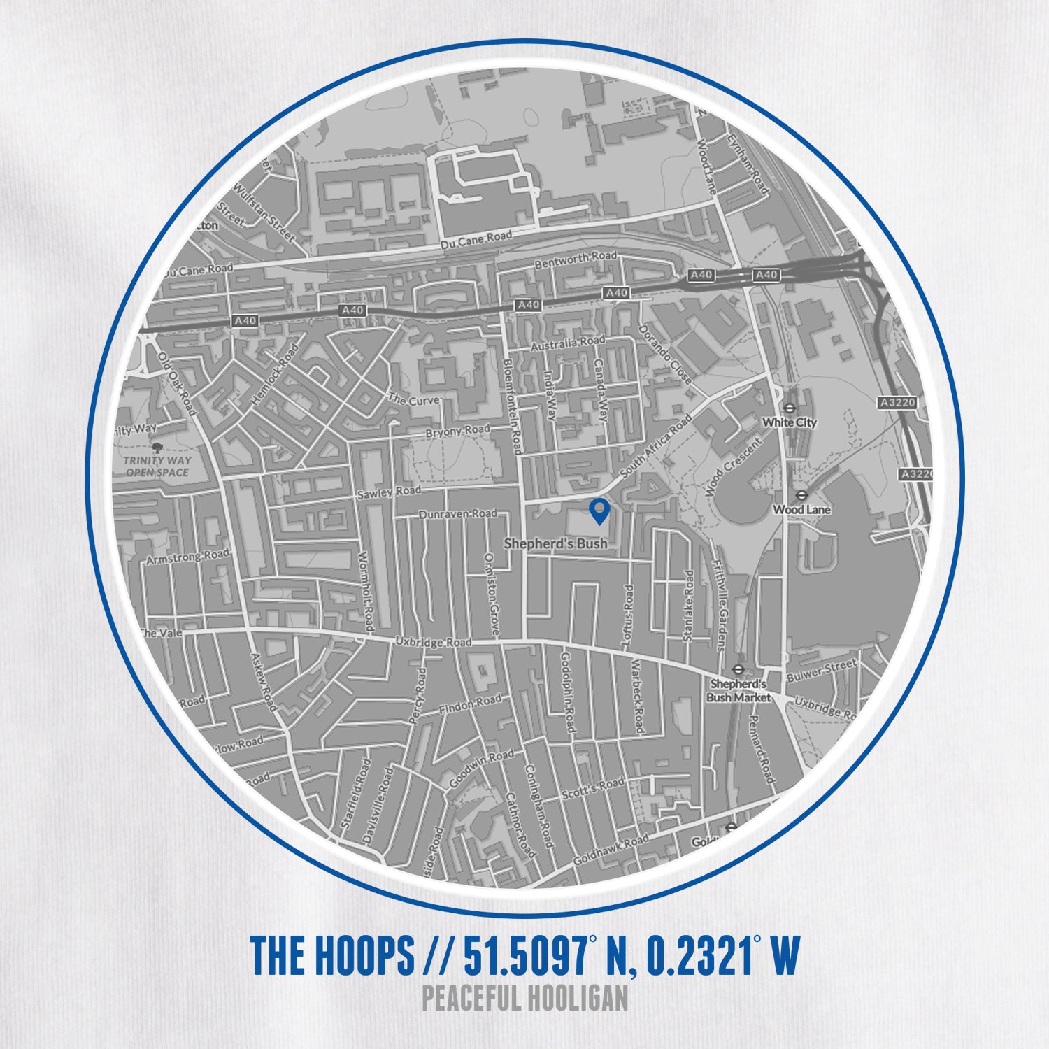 The Hoops Location T-Shirt White - Peaceful Hooligan