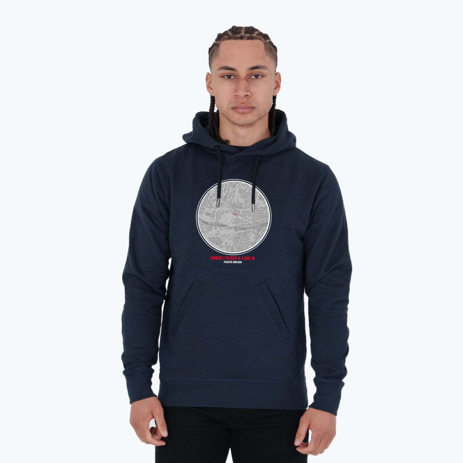 Rangers FC Location Hoodie Navy - Peaceful Hooligan