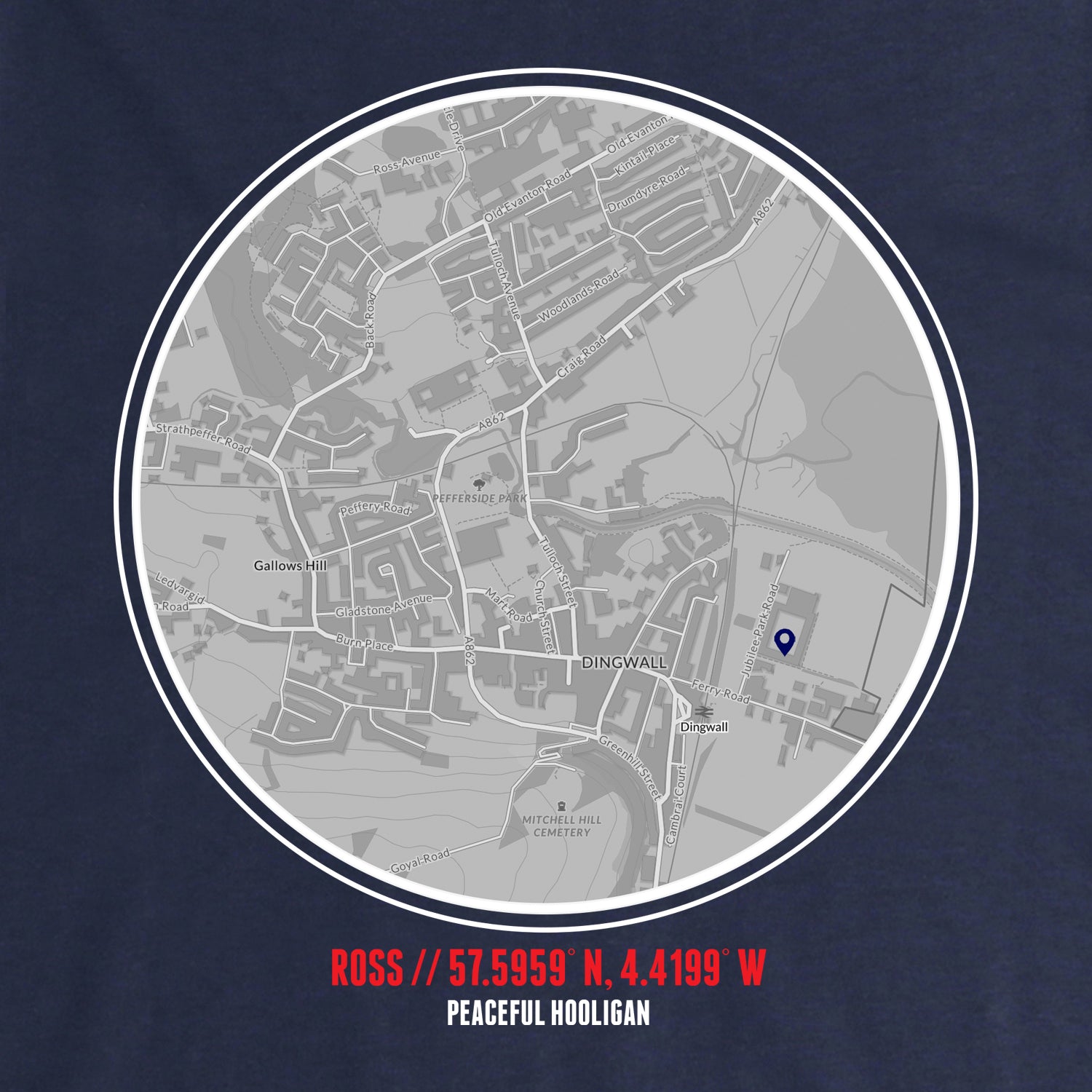 Ross County Location T-Shirt Navy - Peaceful Hooligan