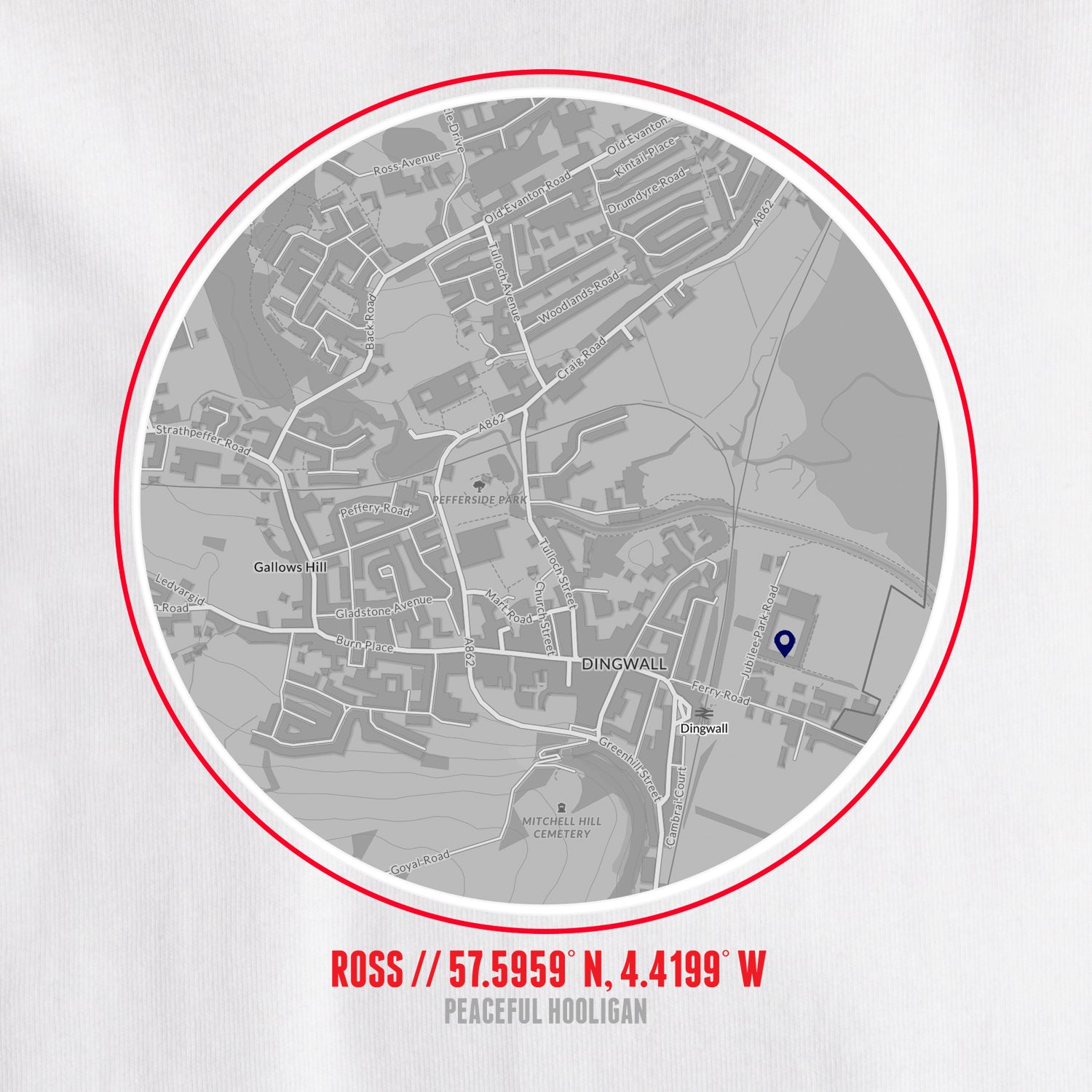 Ross County Location T-Shirt White - Peaceful Hooligan