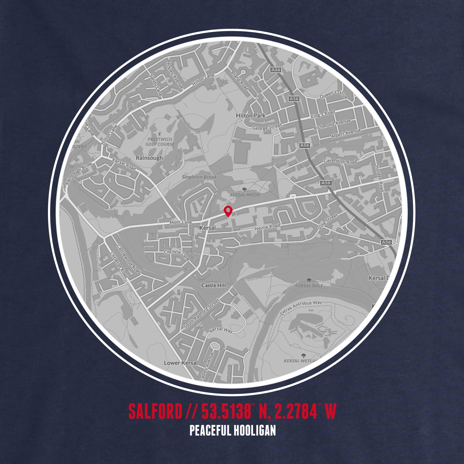 Salford Location Hoodie Navy - Peaceful Hooligan