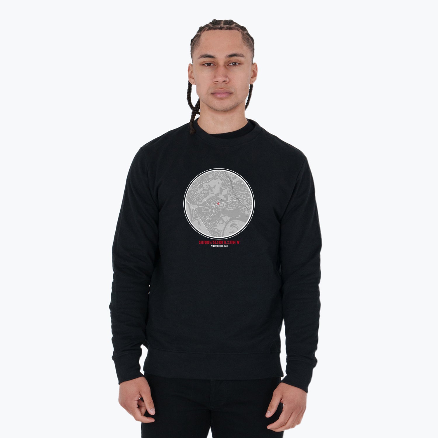 Salford Location Sweatshirt Black - Peaceful Hooligan