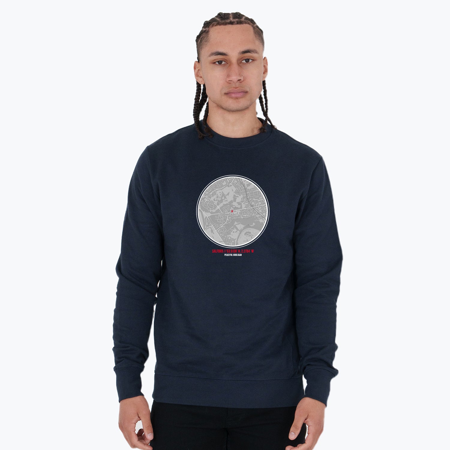Salford Location Sweatshirt Navy - Peaceful Hooligan