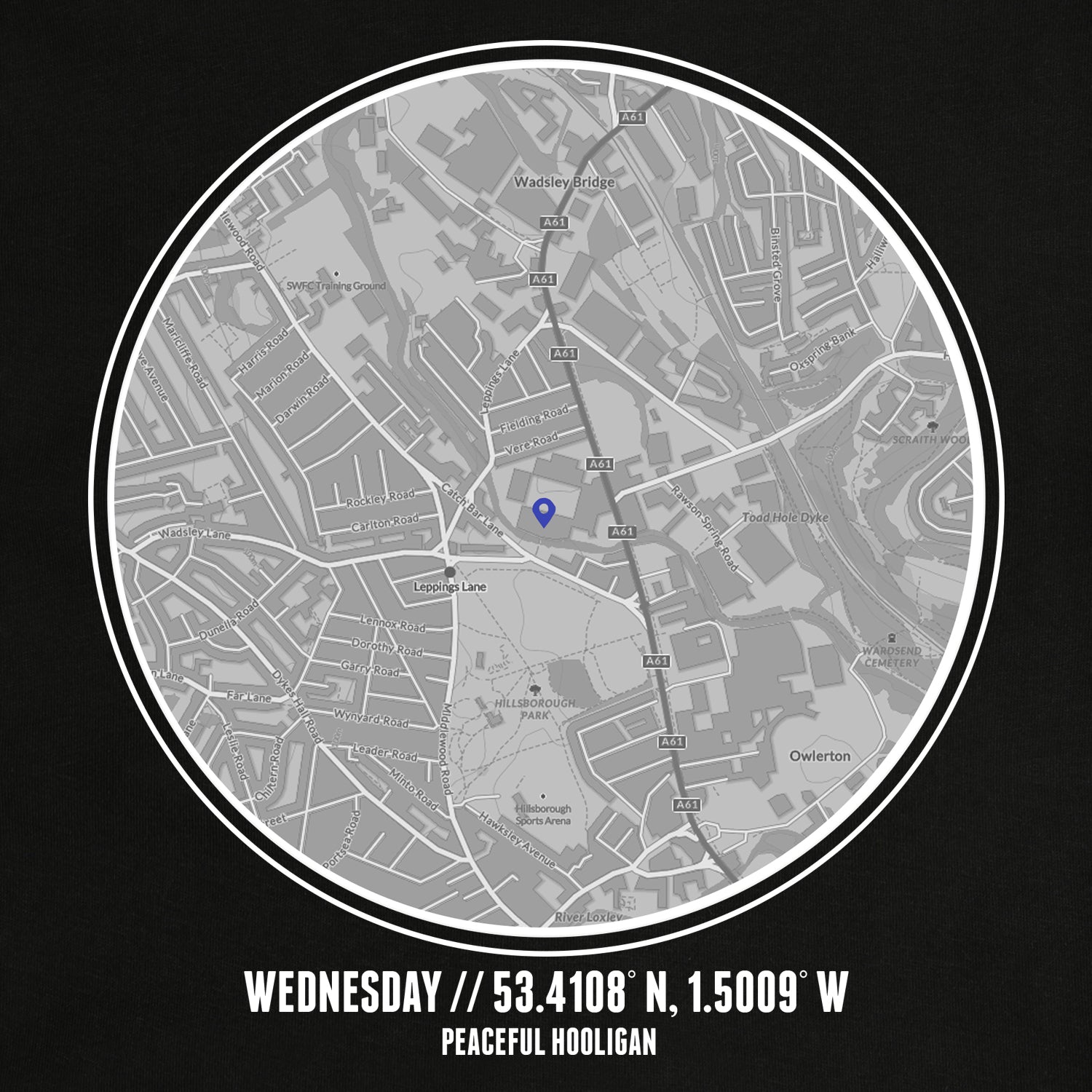Wednesday Location T-Shirt Black - Peaceful Hooligan
