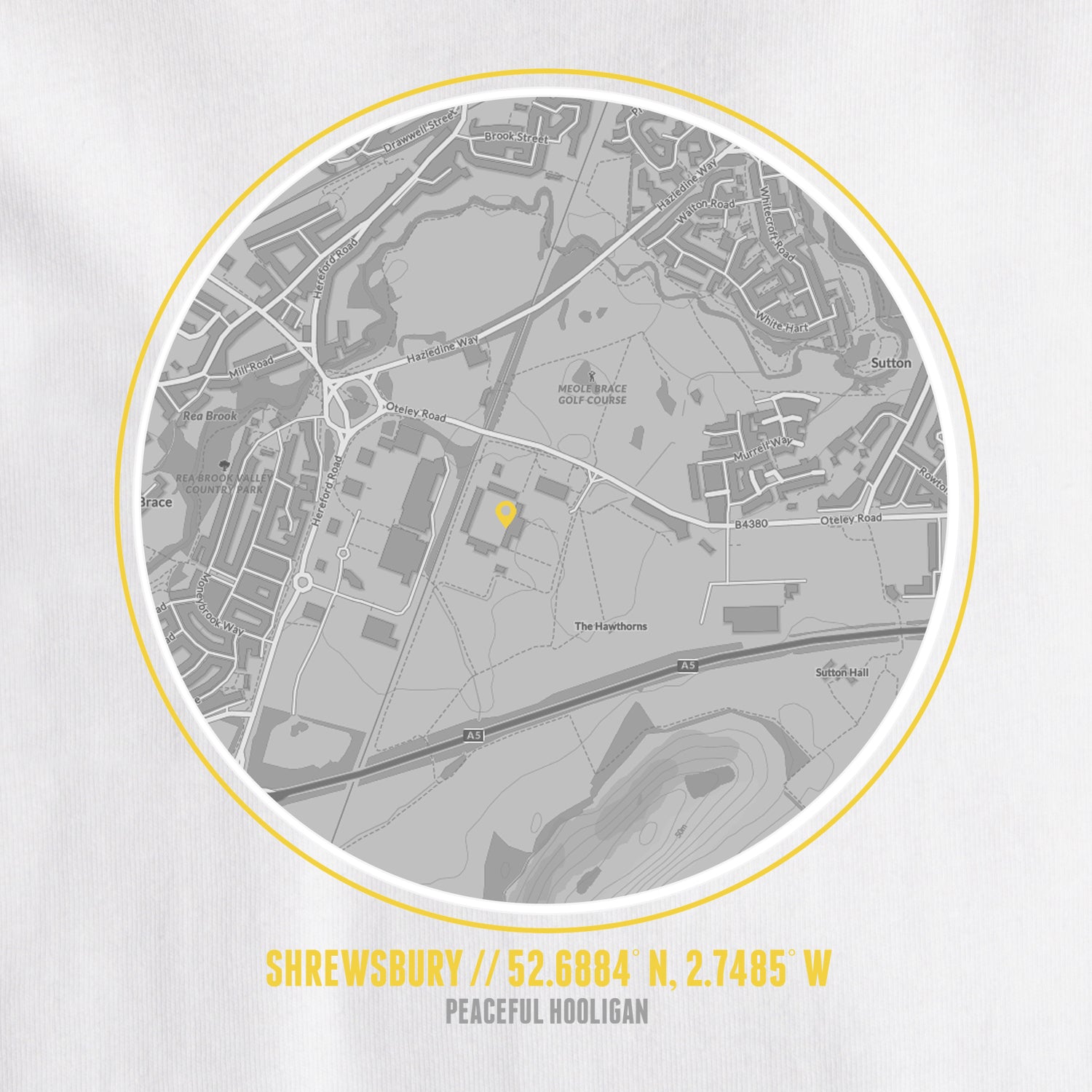 Shrewsbury Town Location T-Shirt White - Peaceful Hooligan
