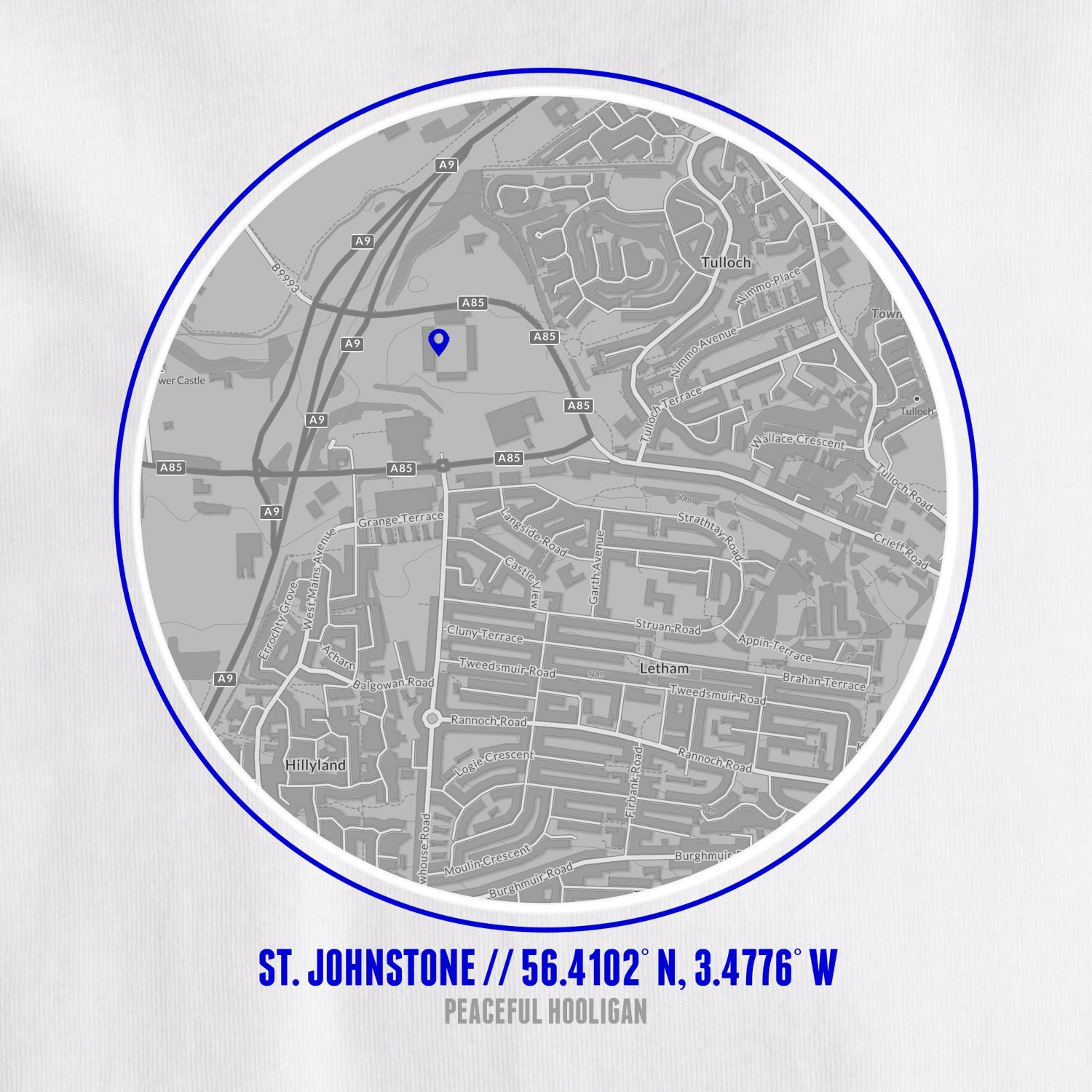 St Johnstone Location T-Shirt White - Peaceful Hooligan