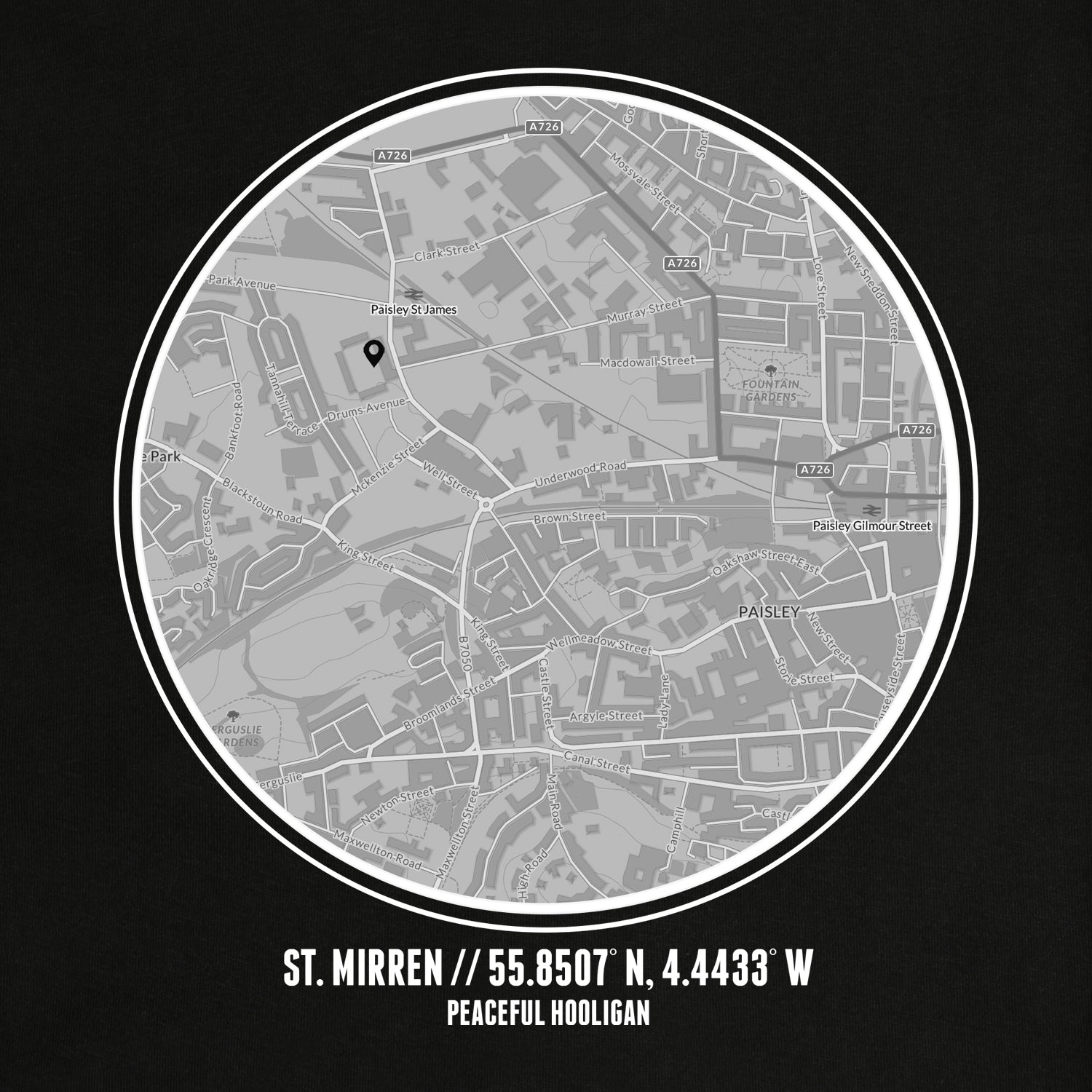 St Mirren Location Hoodie Black - Peaceful Hooligan