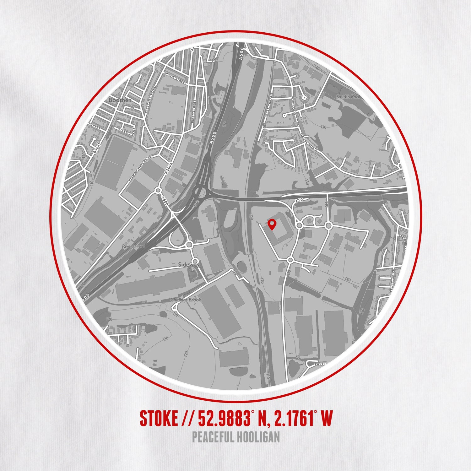 Stoke Location T-Shirt White - Peaceful Hooligan