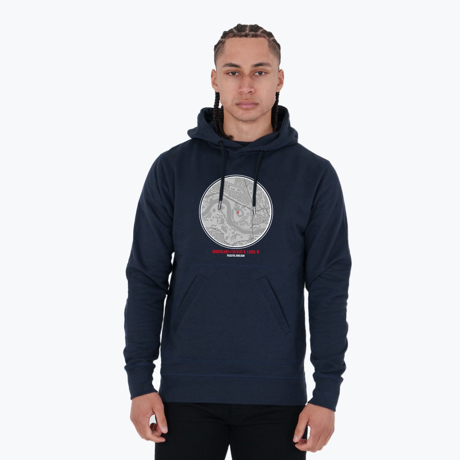 Sunderland Location Hoodie Navy - Peaceful Hooligan
