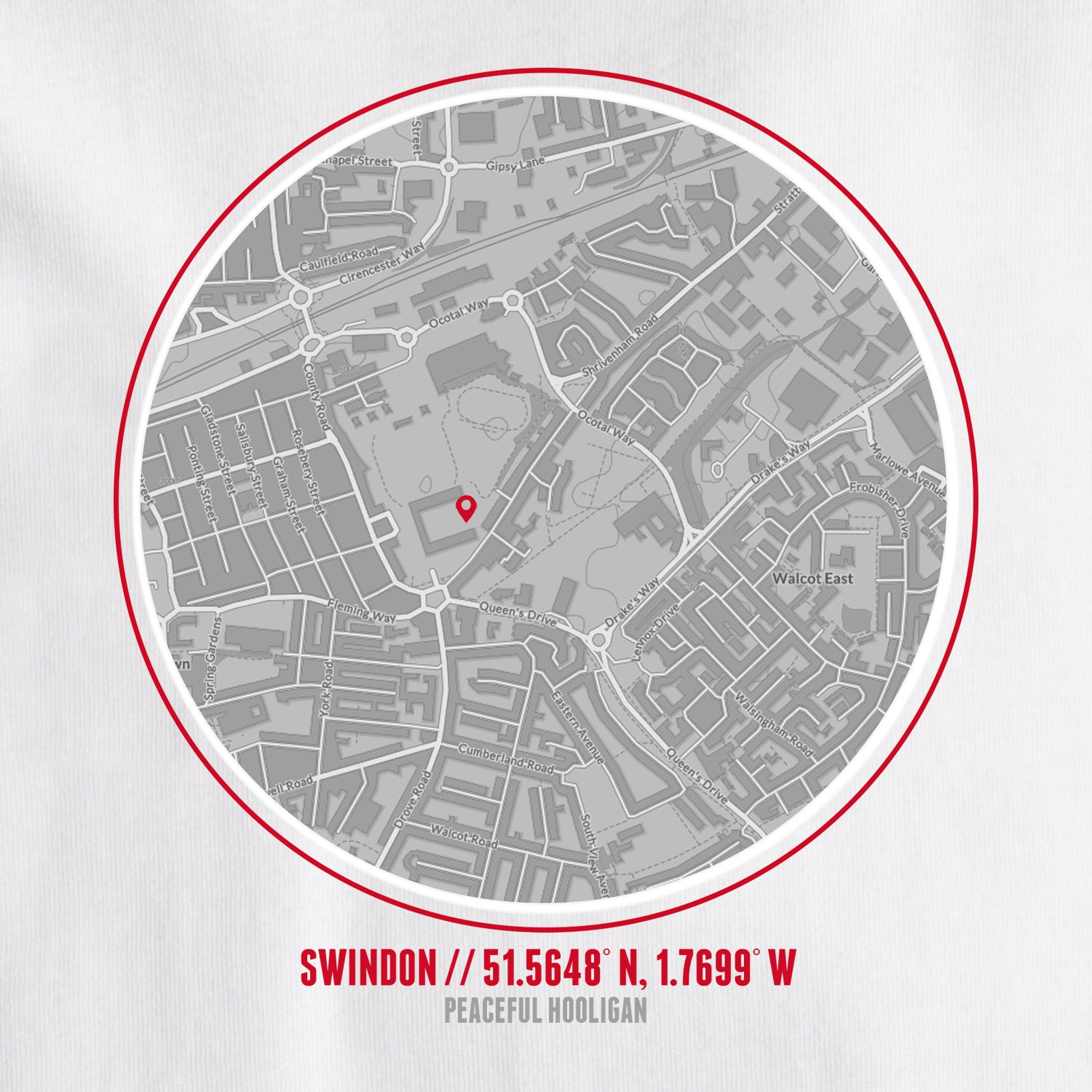 Swindon Location T-Shirt White - Peaceful Hooligan