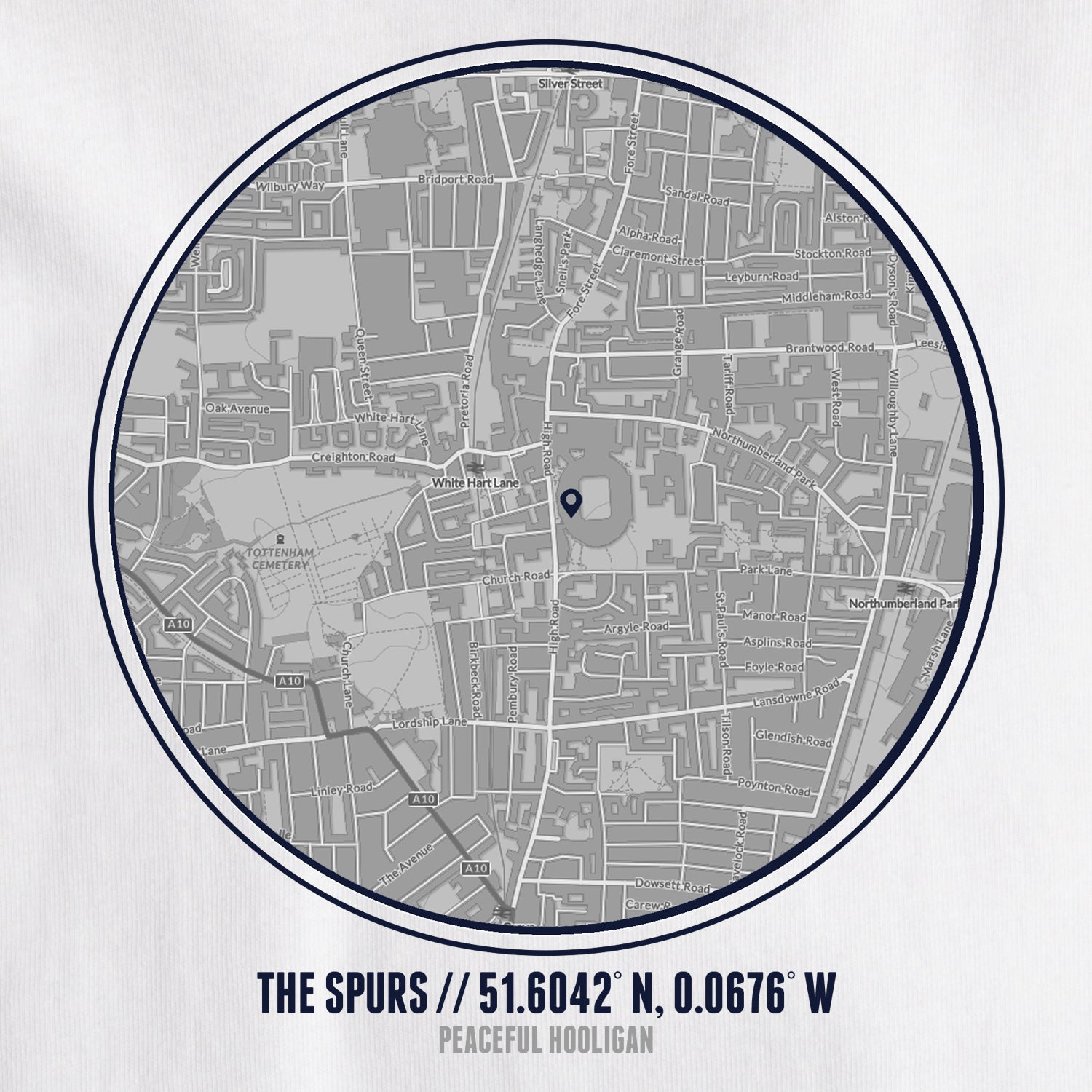 The Spurs Location T-Shirt White - Peaceful Hooligan