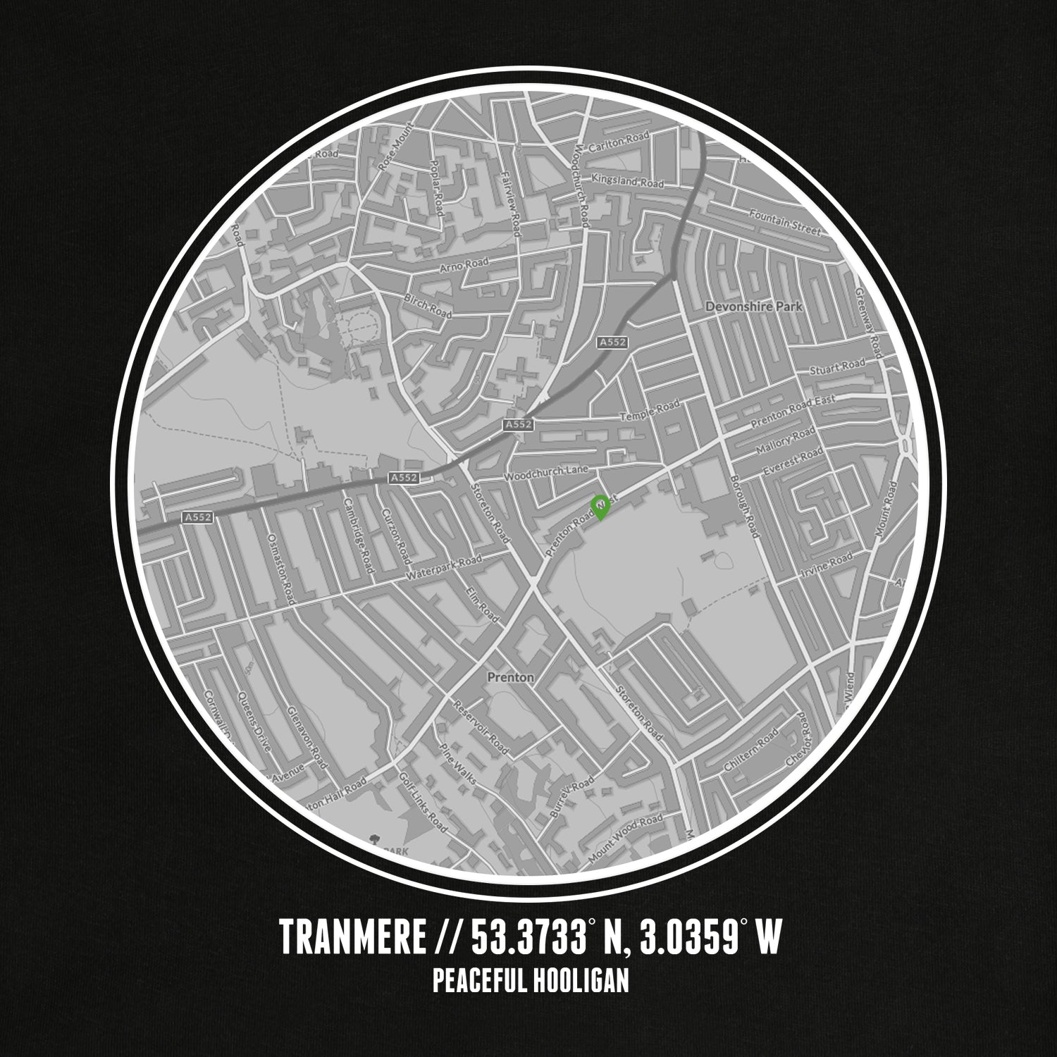 Tranmere Location Sweatshirt Black - Peaceful Hooligan