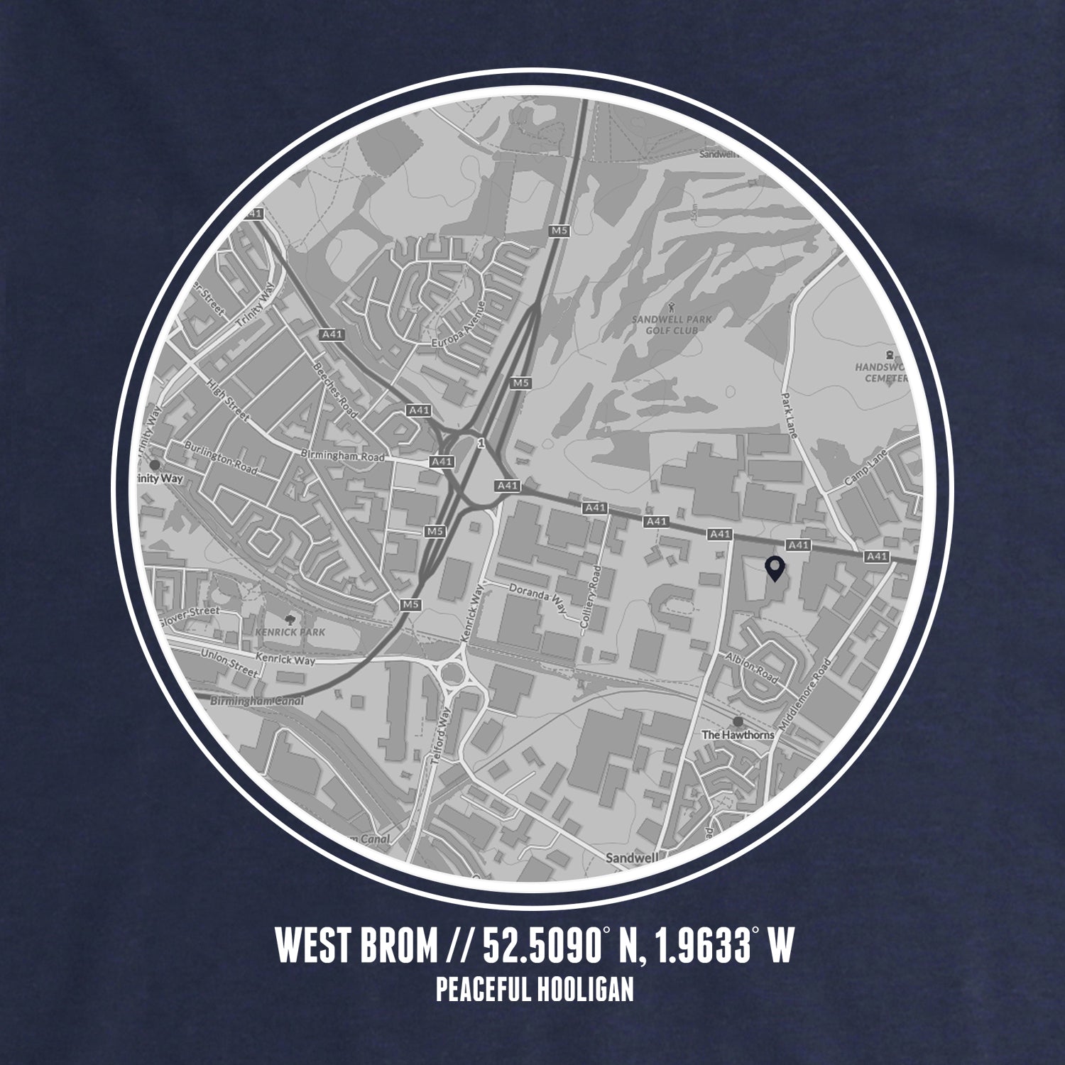 West Brom Location Hoodie Navy - Peaceful Hooligan