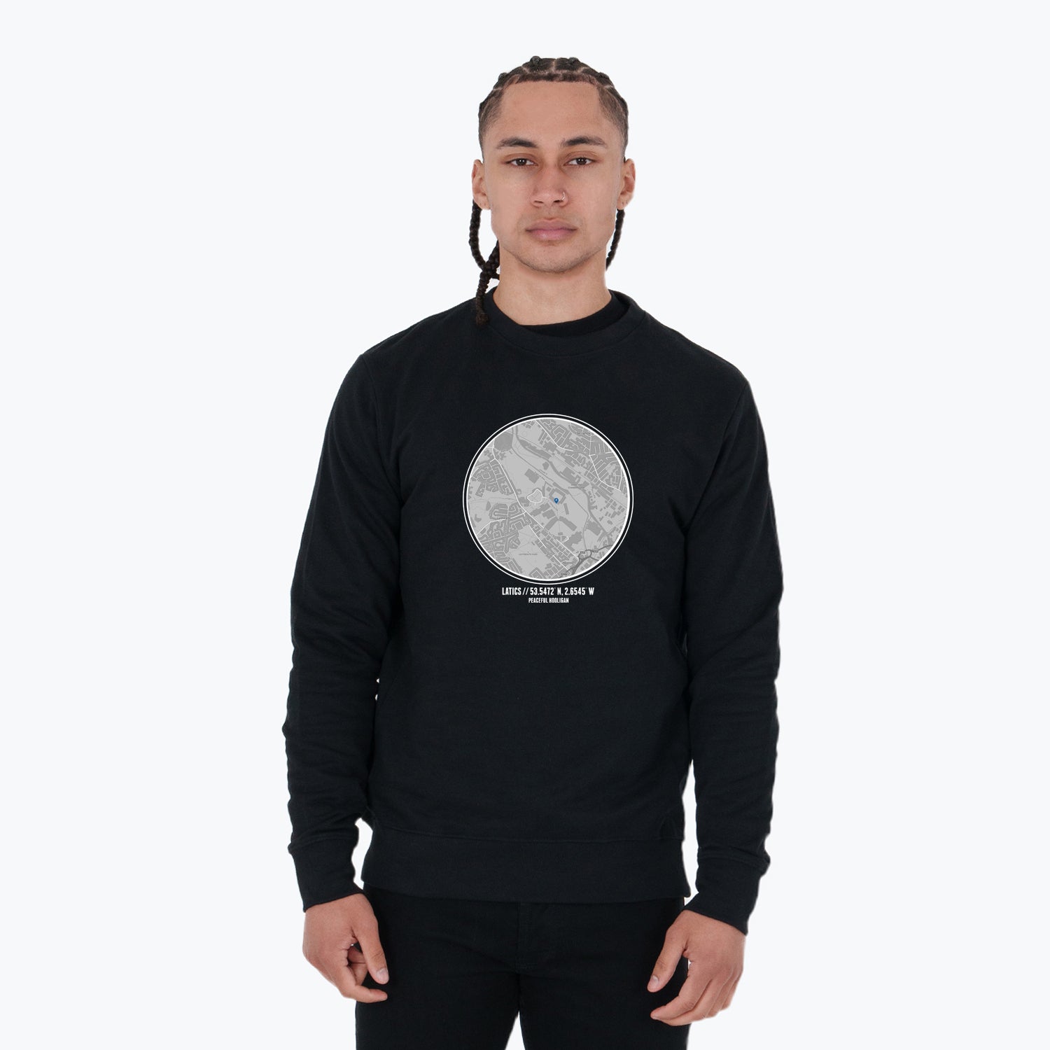 Wigan Location Sweatshirt Black - Peaceful Hooligan