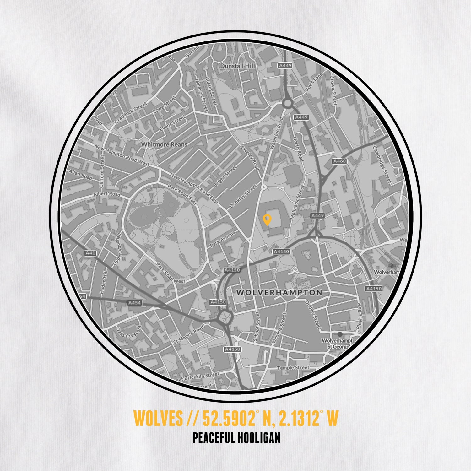 Wolverhampton Location T-Shirt White - Peaceful Hooligan