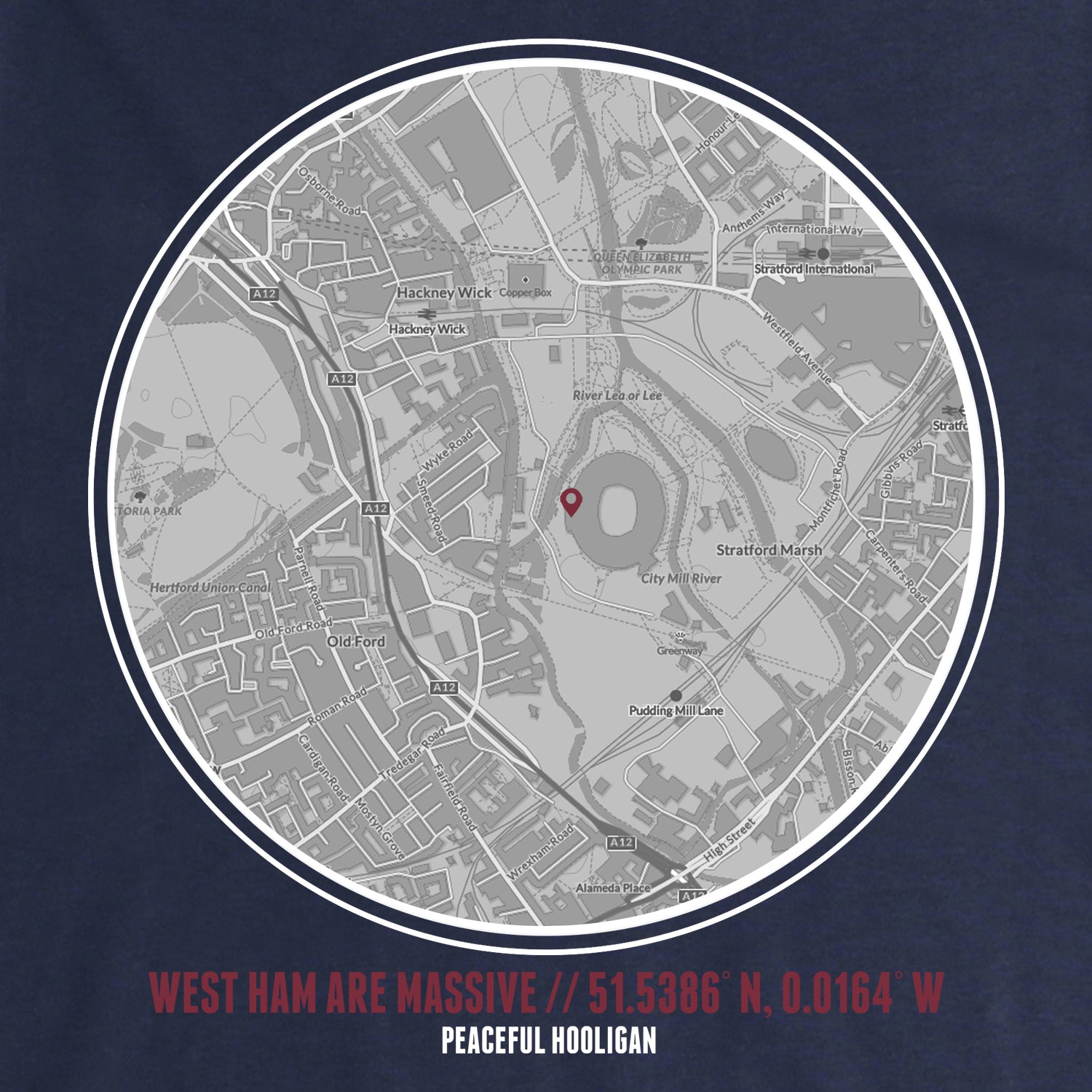 Upton Park Location Sweatshirt Navy - Peaceful Hooligan