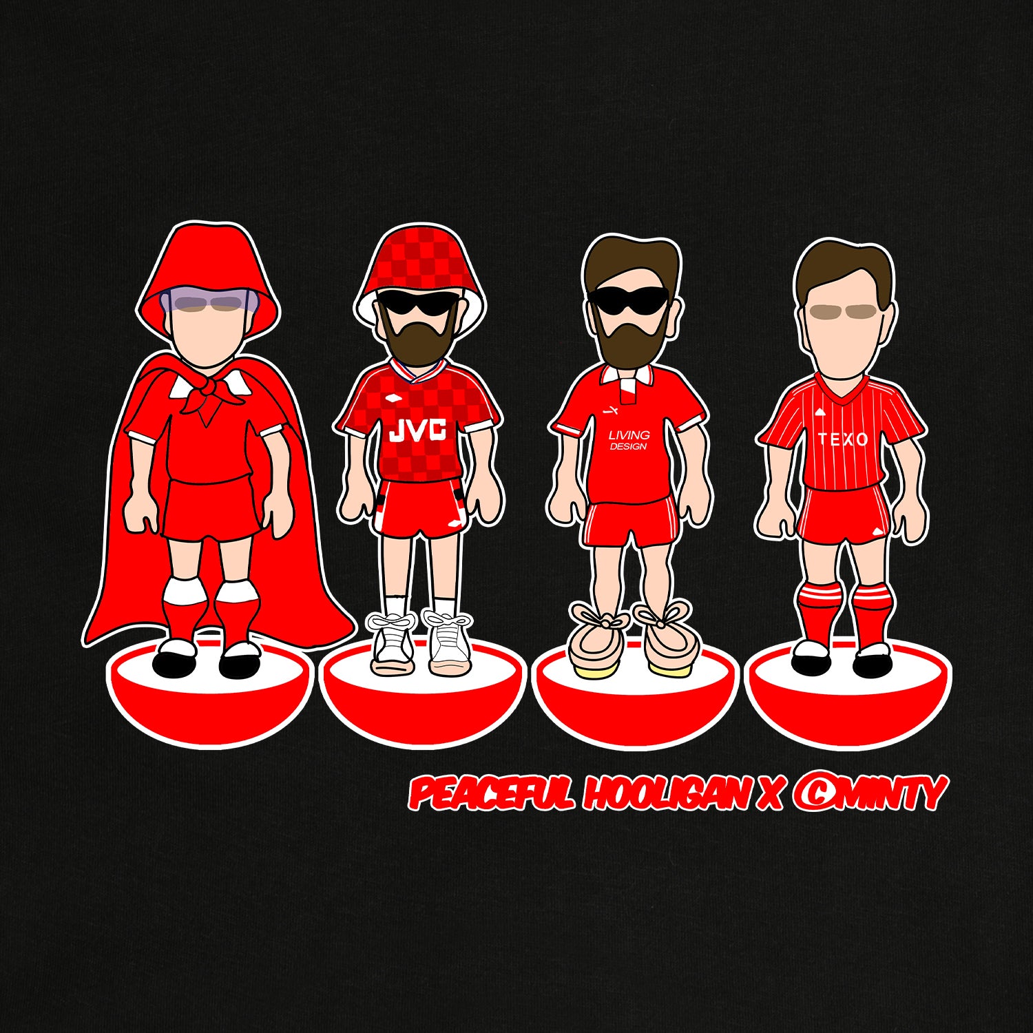 Aberdeen Subbuteo Hoodie Black - Peaceful Hooligan