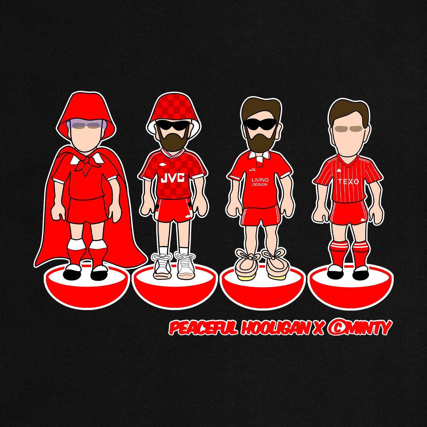 Aberdeen Subbuteo T-Shirt Black - Peaceful Hooligan