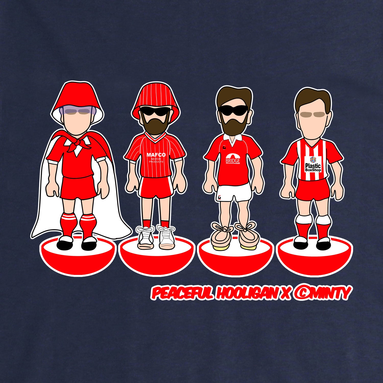 Accrington Subbuteo T-Shirt Navy - Peaceful Hooligan