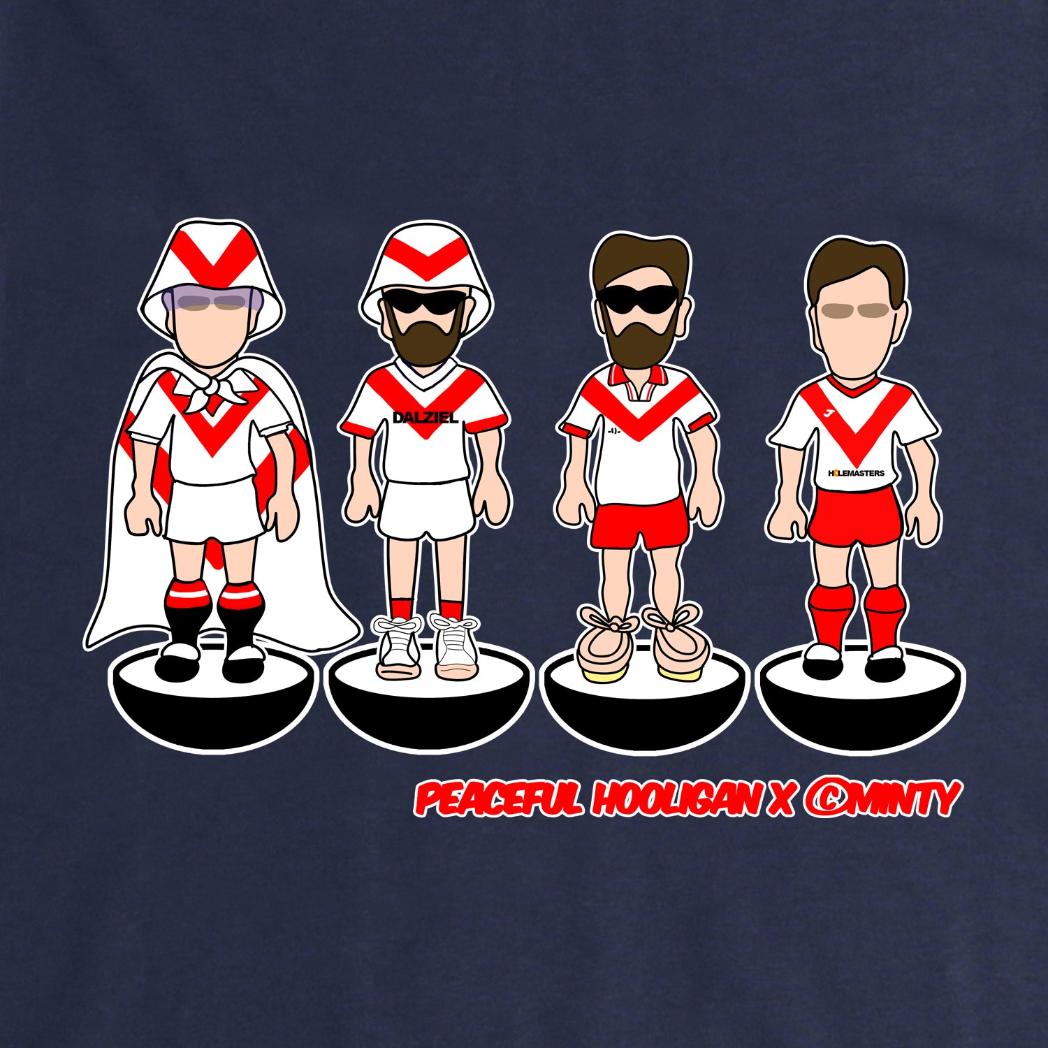 Airdrieonians Subbuteo T-Shirt Navy - Peaceful Hooligan