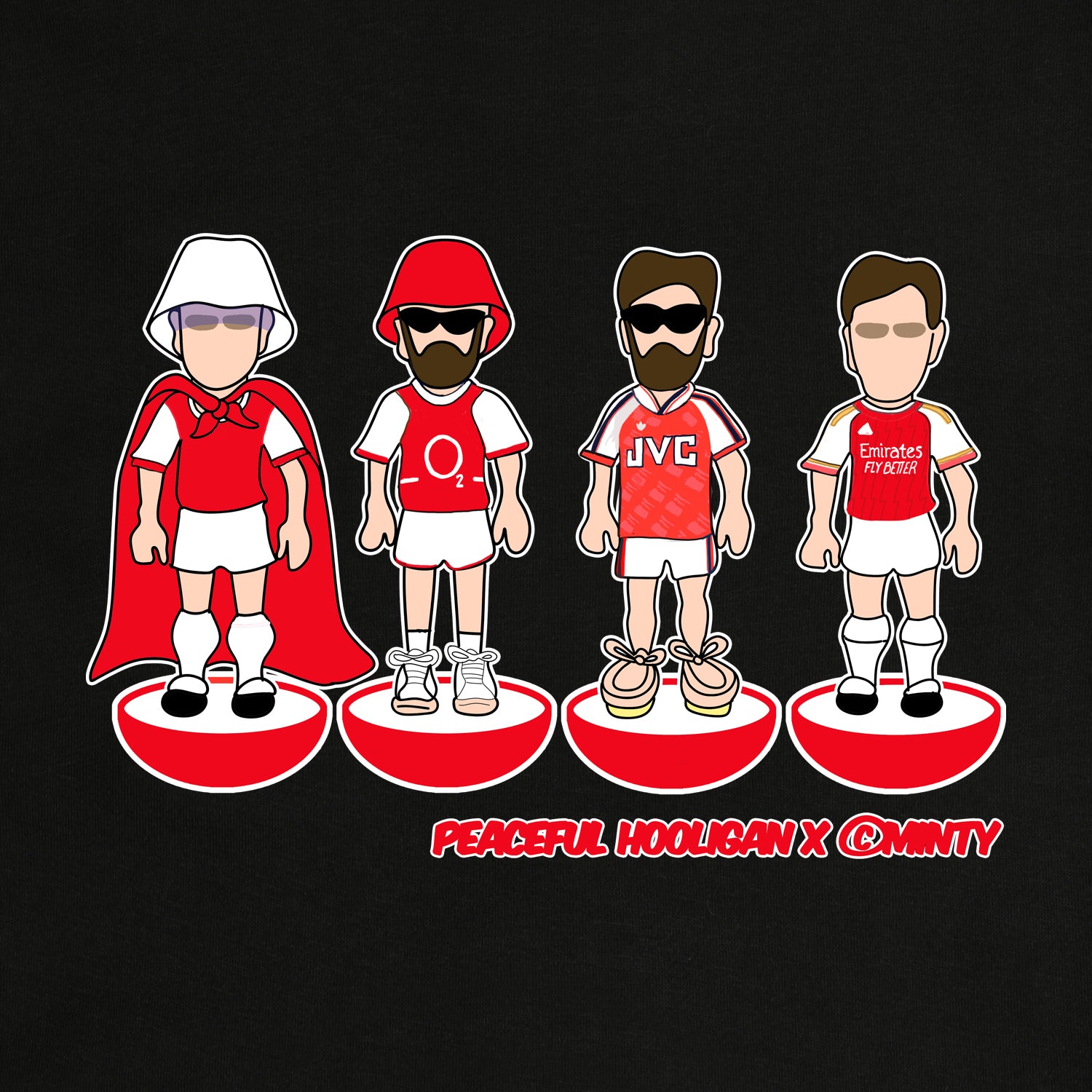 Gooners Subbuteo Sweatshirt Black - Peaceful Hooligan