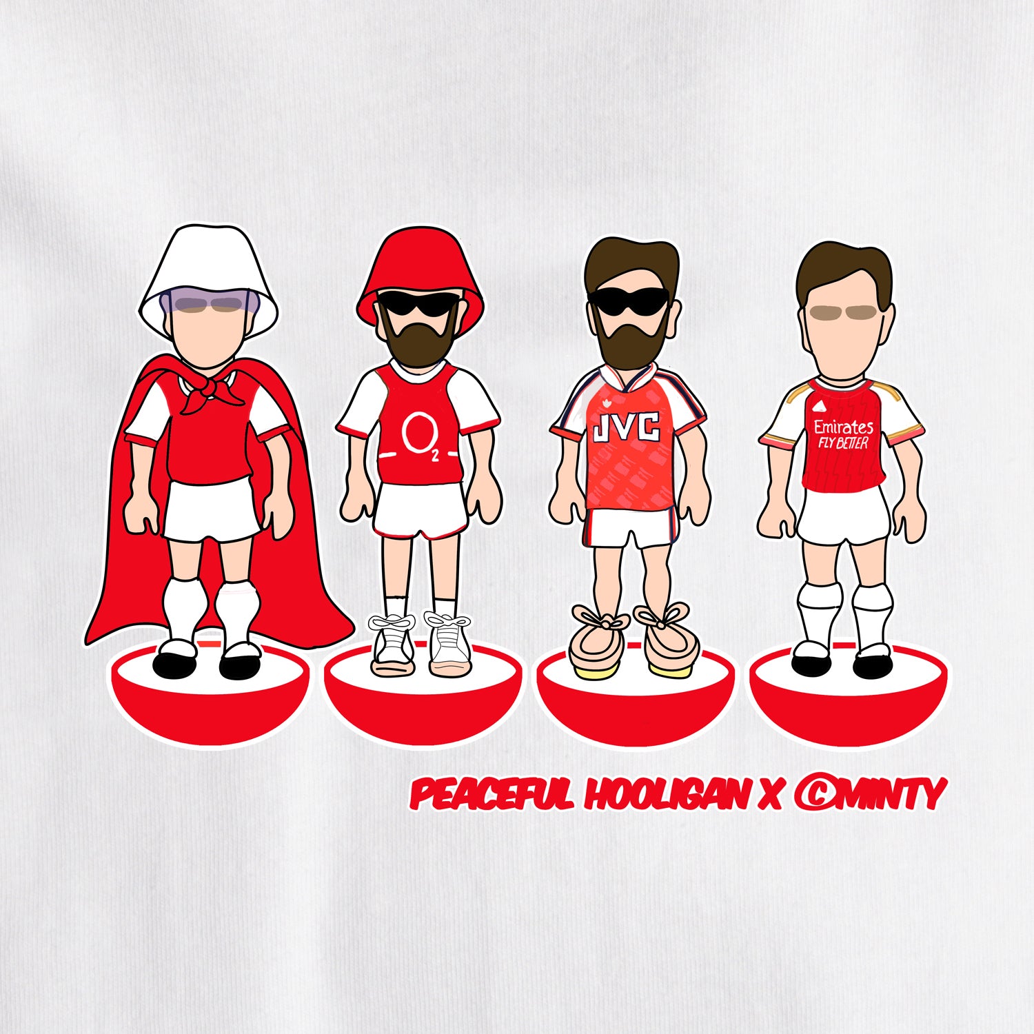 Gooners Subbuteo T-Shirt White - Peaceful Hooligan