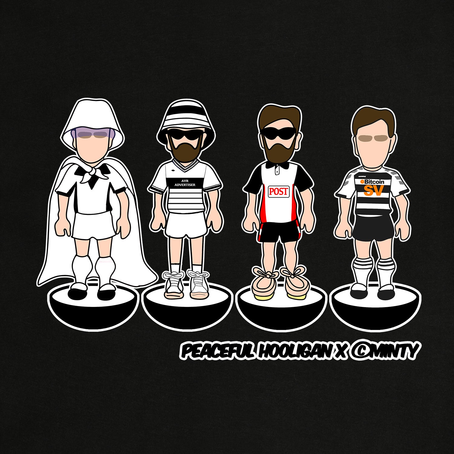 Ayr United Subbuteo Hoodie Black - Peaceful Hooligan