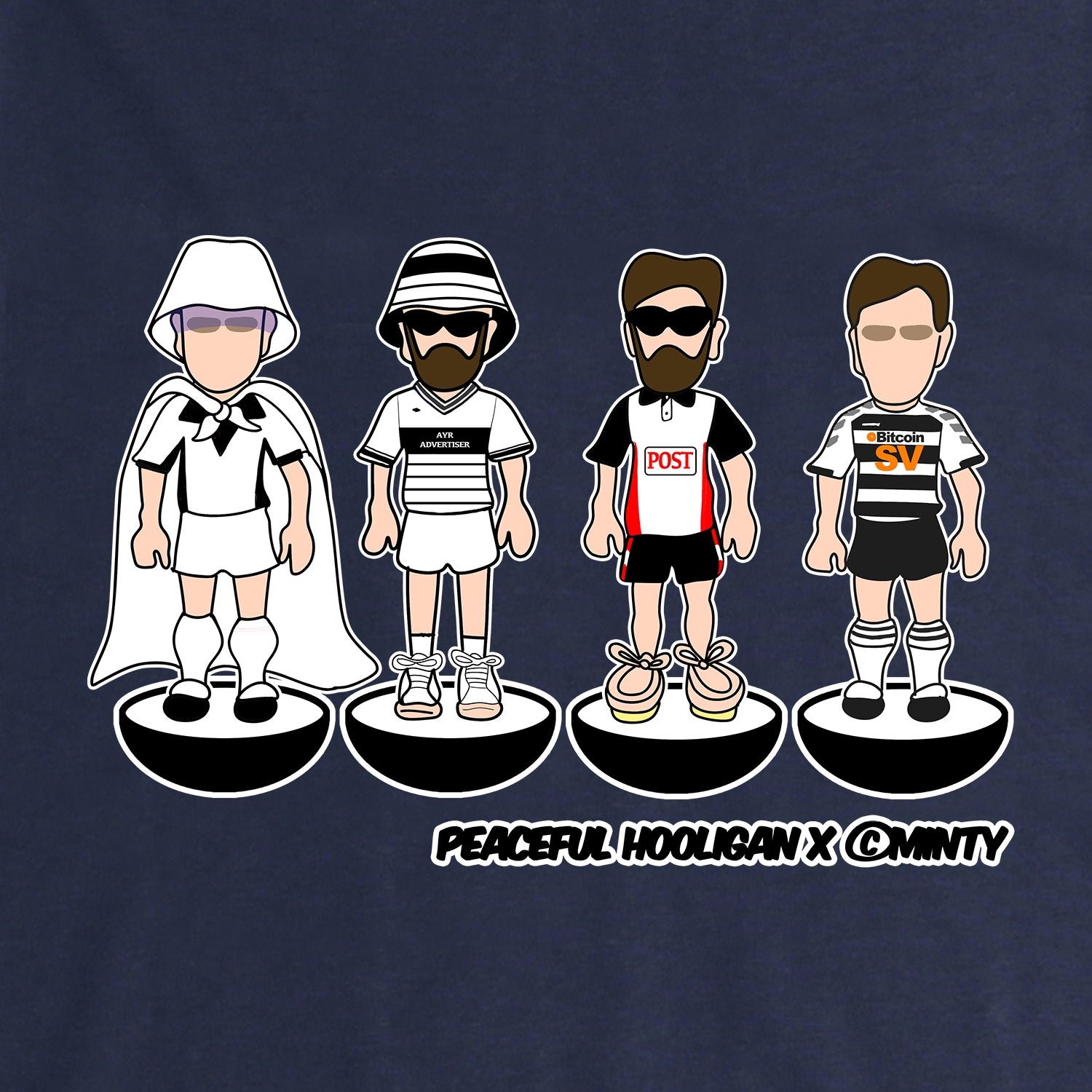 Ayr United Subbuteo Sweatshirt Navy - Peaceful Hooligan