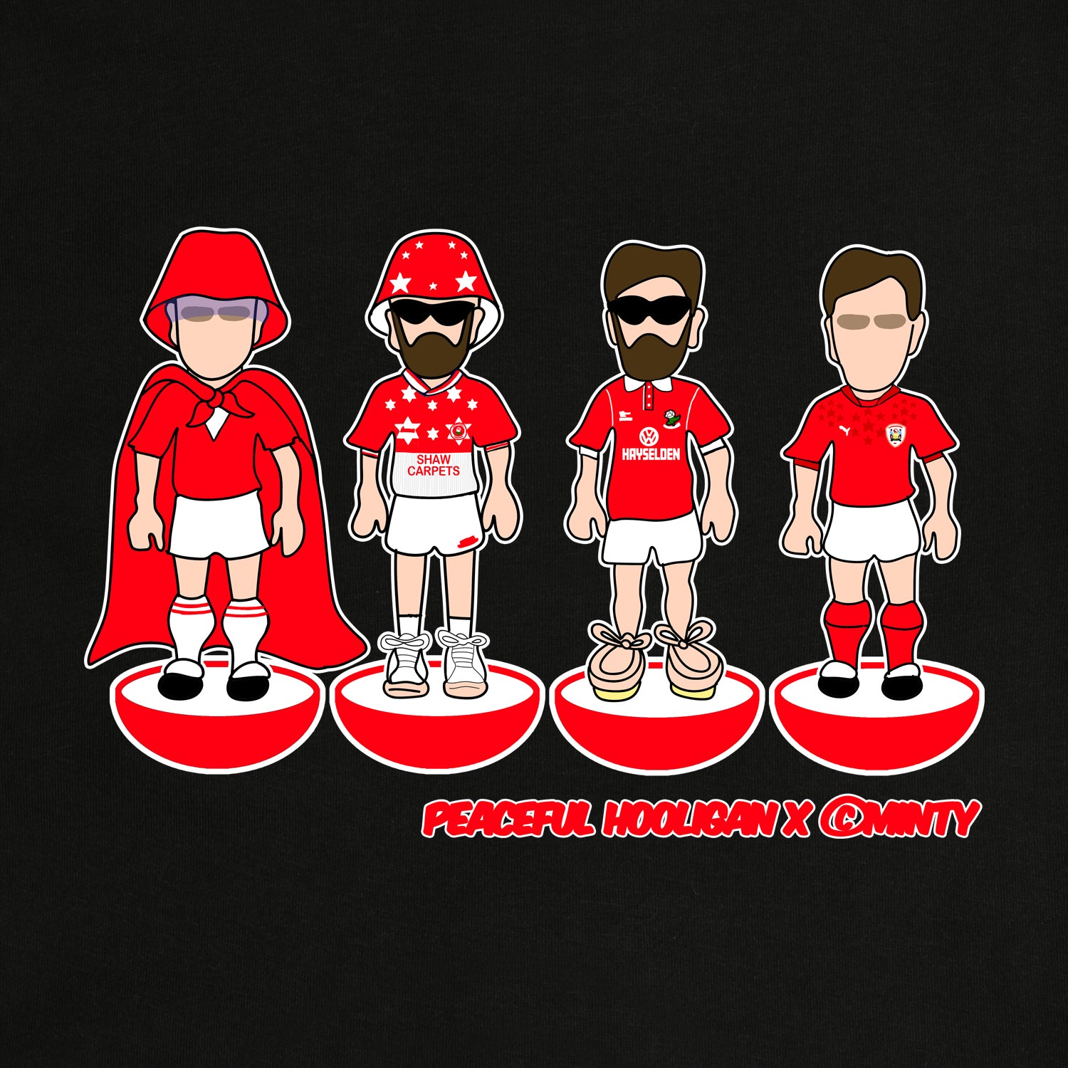 Barnsley Subbuteo T-Shirt Black - Peaceful Hooligan