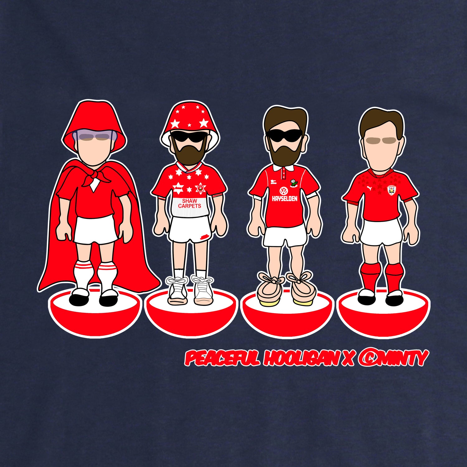 Barnsley Subbuteo T-Shirt Navy - Peaceful Hooligan