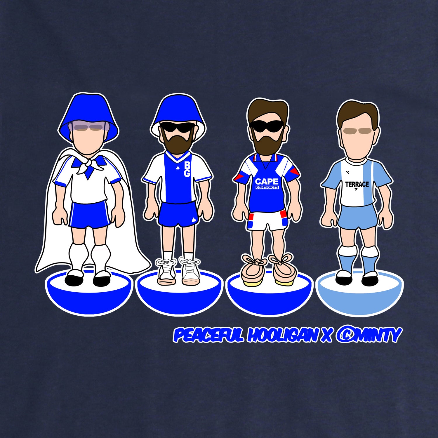 Barrow Subbuteo Hoodie Navy - Peaceful Hooligan