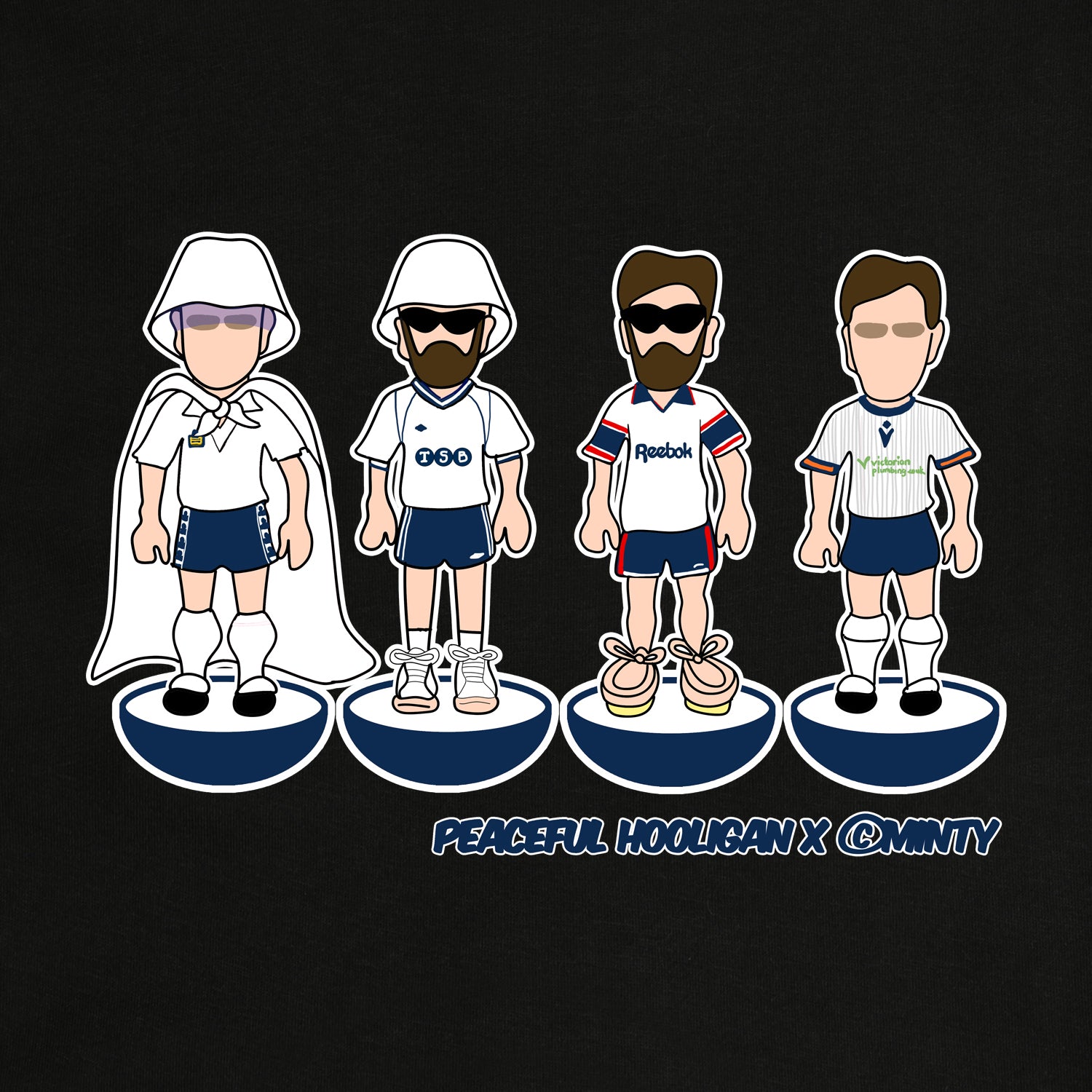 Bolton Subbuteo T-Shirt Black - Peaceful Hooligan