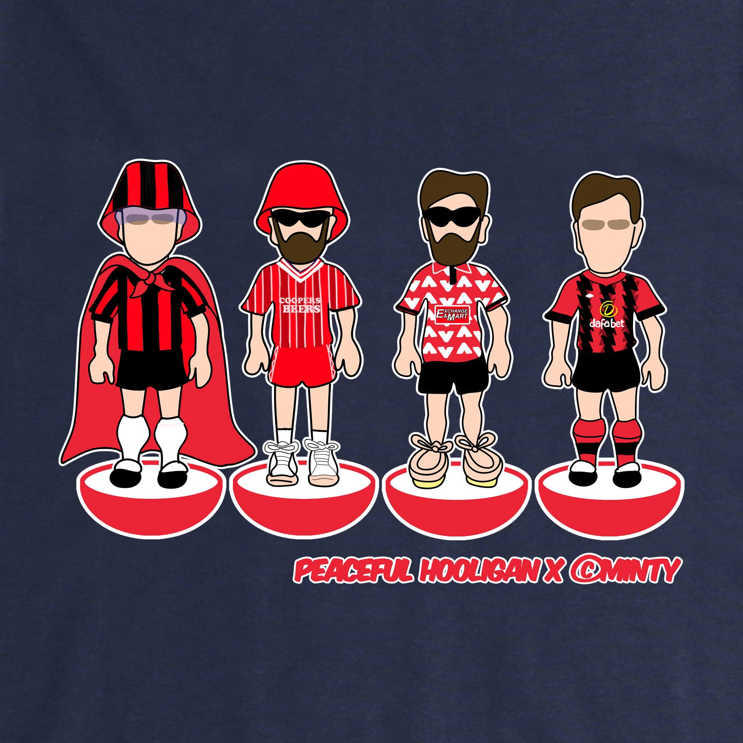 Bournemouth Subbuteo Hoodie Navy - Peaceful Hooligan