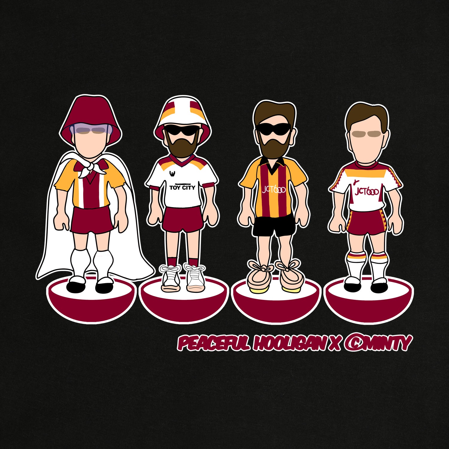 Bradford City Subbuteo Hoodie Black - Peaceful Hooligan