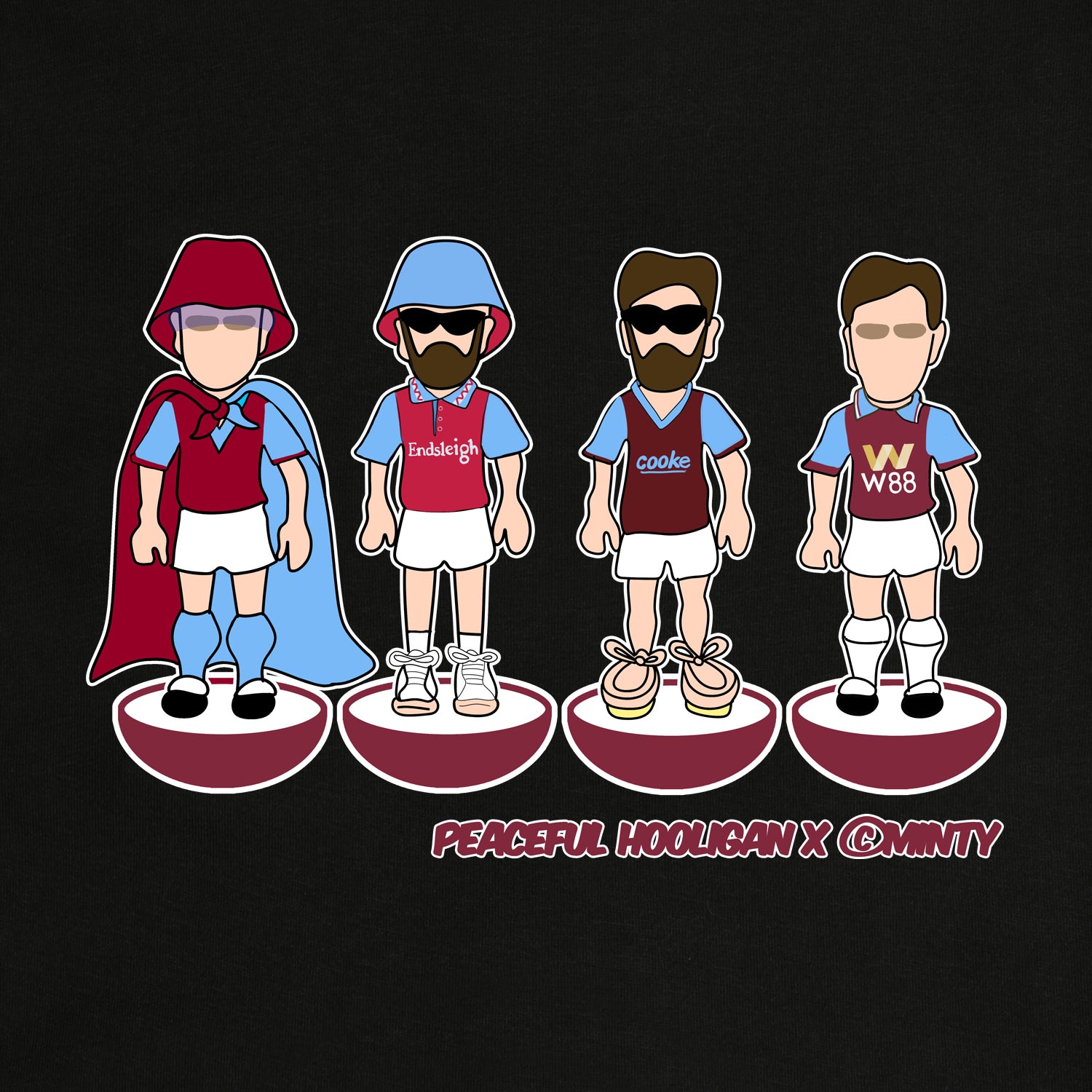 Burnley Subbuteo T-Shirt Black - Peaceful Hooligan