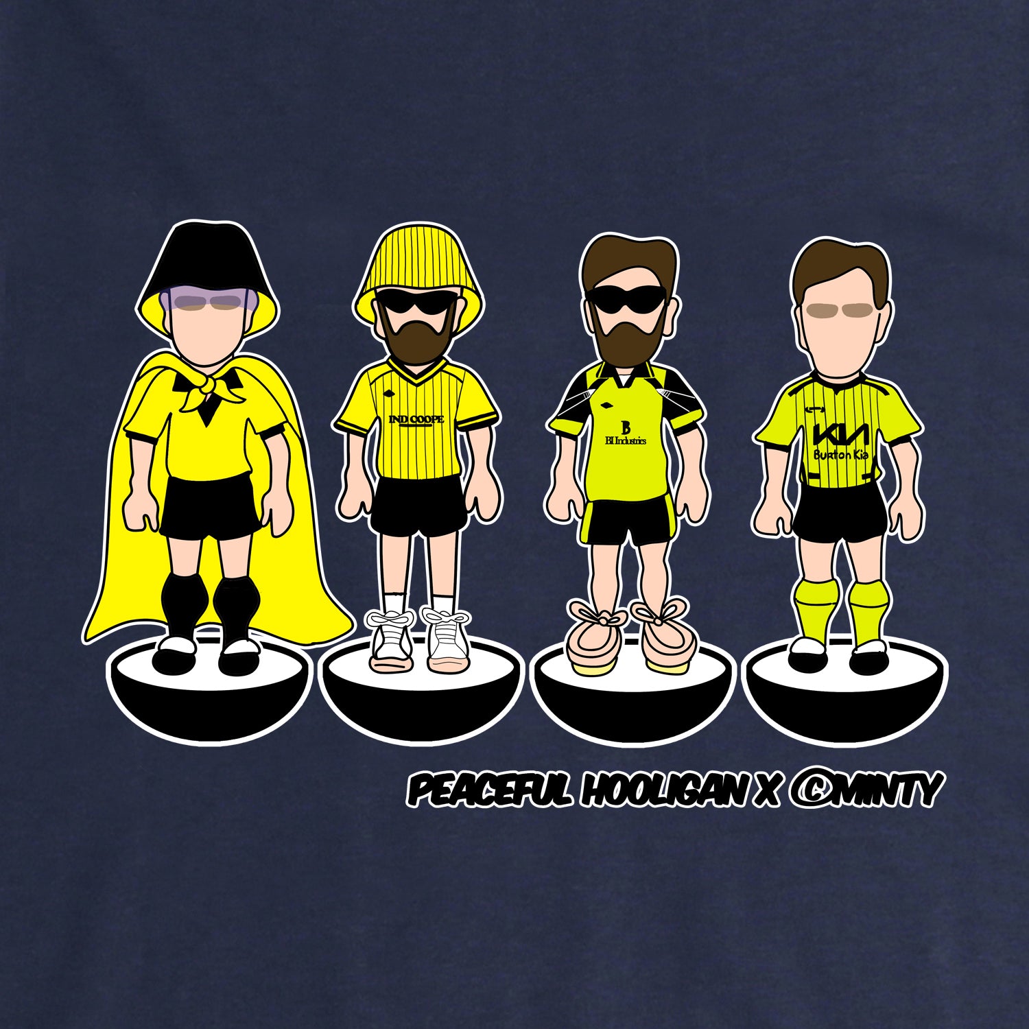 Burton Albion Subbuteo Hoodie Navy - Peaceful Hooligan