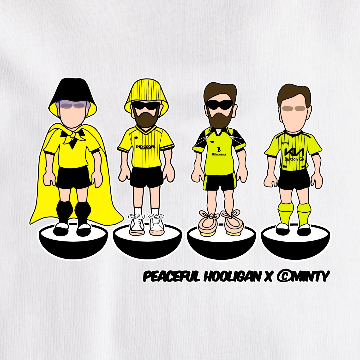 Burton Albion Subbuteo T-Shirt White - Peaceful Hooligan