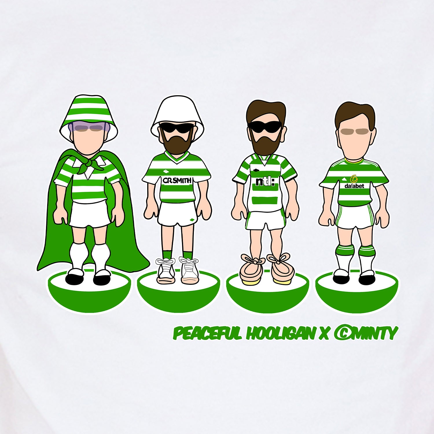 Celtic Subbuteo T-Shirt White - Peaceful Hooligan
